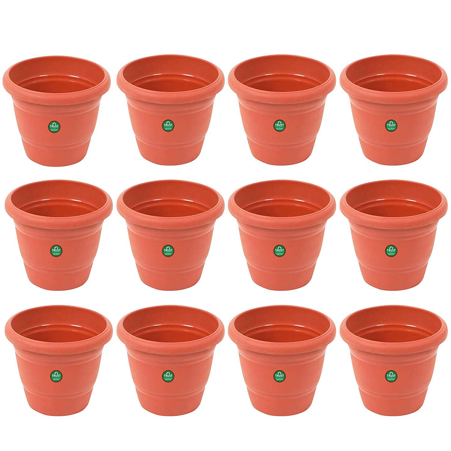 TrustBasket UV Treated Plastic Round Pot(10 Inches) -Terracotta Color-Set of 12 | Heavy Duty Highly Durable Plant Container Gamla for Indoor Home Decor & Outdoor Balcony Garden (B082M8VZHV) Amazon Price History, Amazon Price Tracker