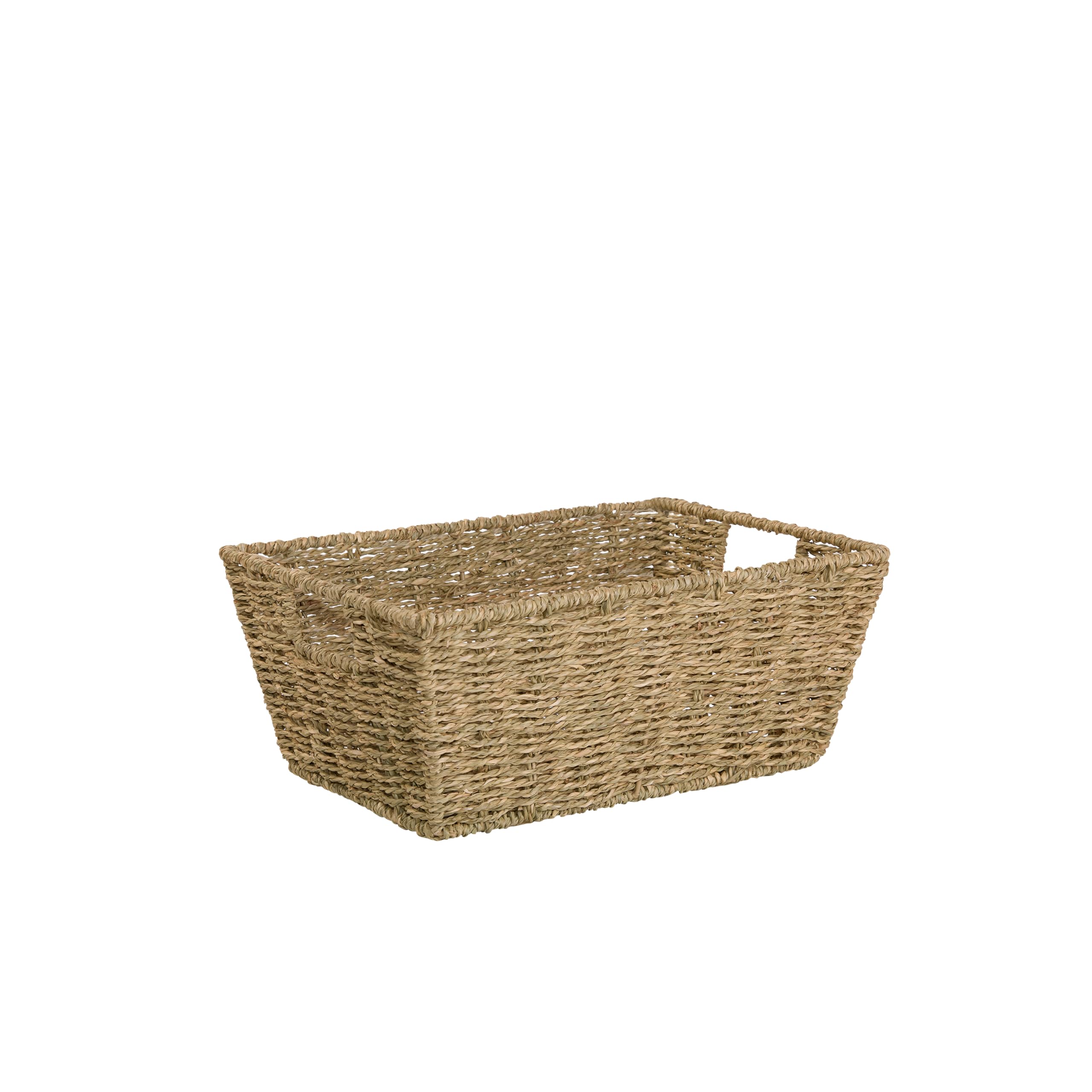 Wickerfield 13'' Seagrass Woven Storage Basket with Handle, Gift Basket Hamper, Gift Box for Christmas Eve, Shelf Baskets, Bathroom Storage (1)