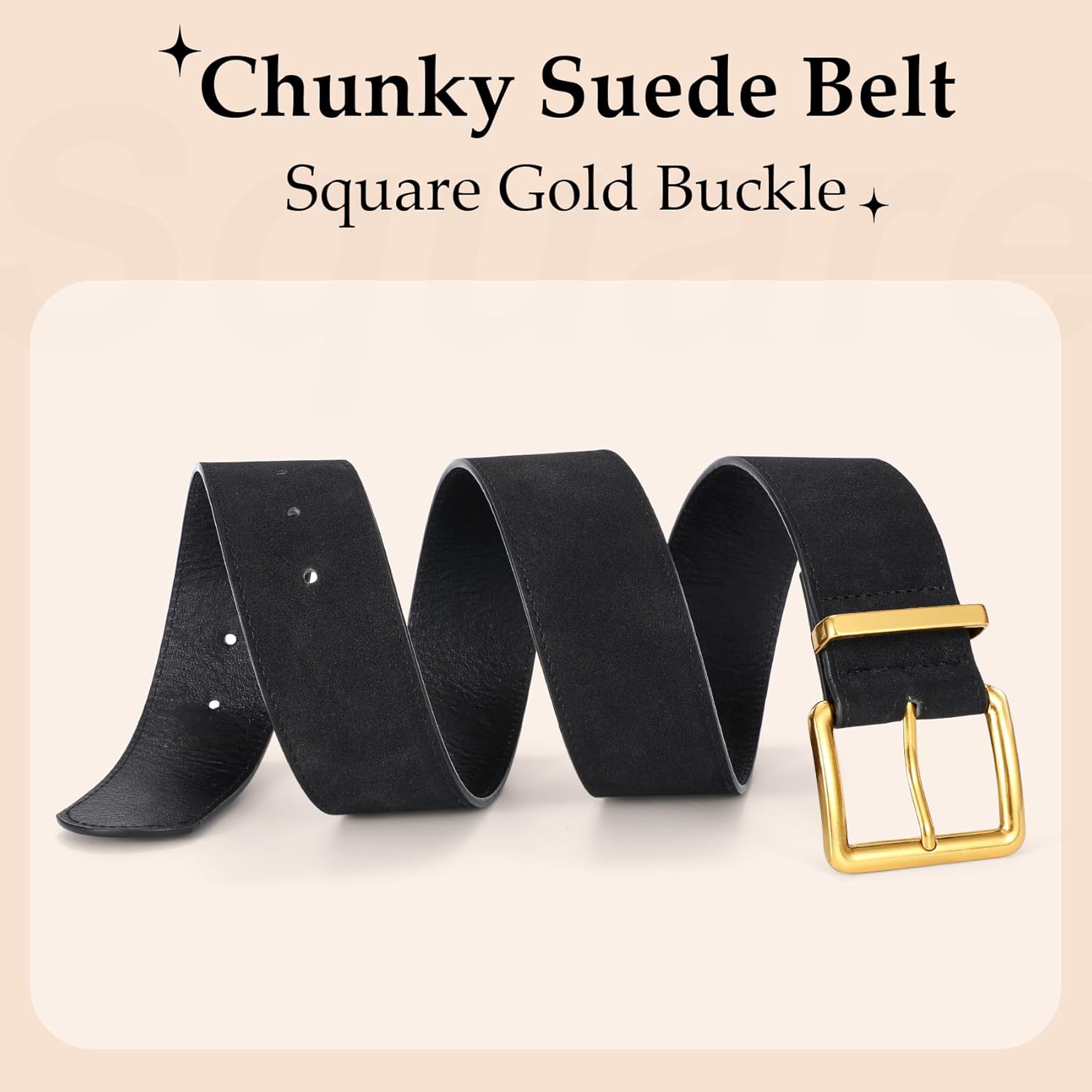 WERFORU Women Wide Belt for Dresses Thick Leather Belt with Big Gold Buckle Fahion Women Chunky Belt - Image 4