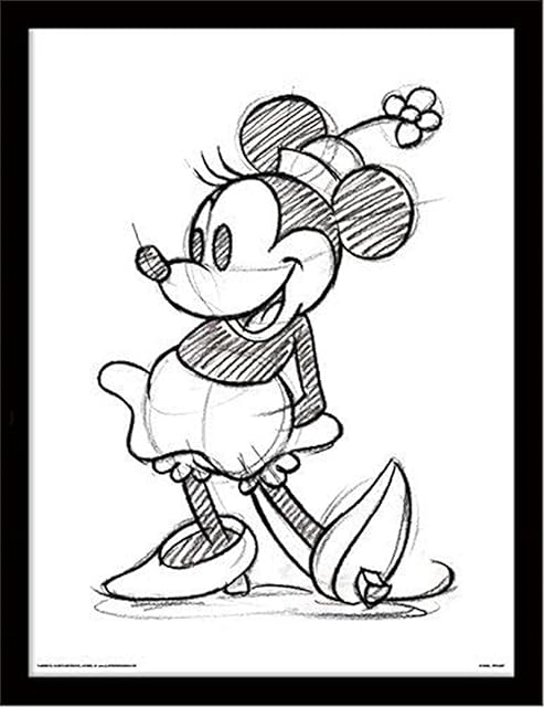 Disney Junior FP11130P-PL Minnie Mouse 30 x 40 cm "Single Sketched" Framed Print