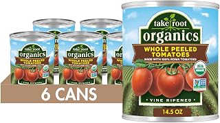 Take Root Organics Whole Peeled Organic Tomatoes, 28oz Cans (Pack of 6) - USDA Certified, Vine-Ripened California Grown