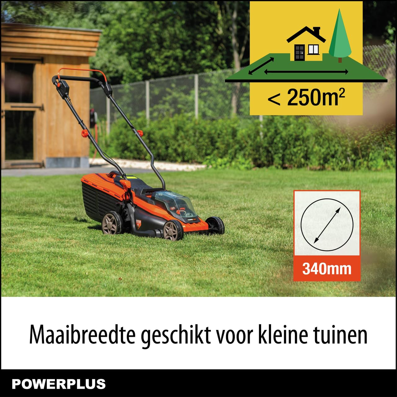 POWER plus Dual Power POWDPG75561-20 V, kosiarka akumulatorowa o średnicy 340 mm, bez baterii i ładowarki, z uchwytem na trawę i tylnym wyrzutem