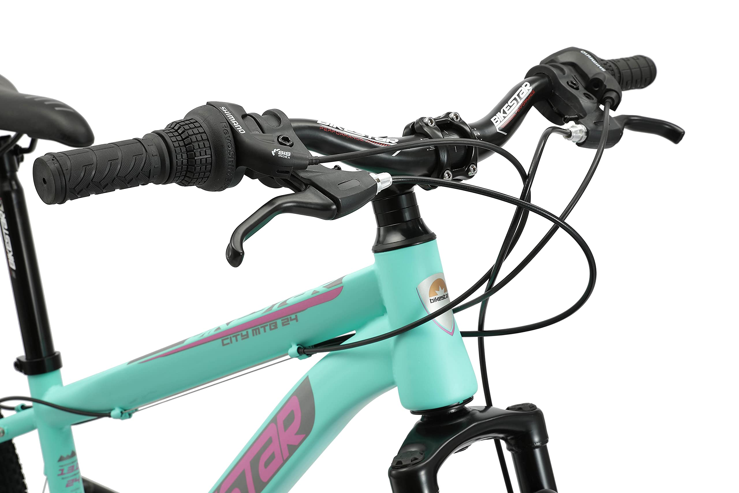 VTT Enfant BIKESTAR 24 Pouces - 21 Vitesses Shimano - Freins Disque - Pour 10-13 Ans (130-162 Cm)
