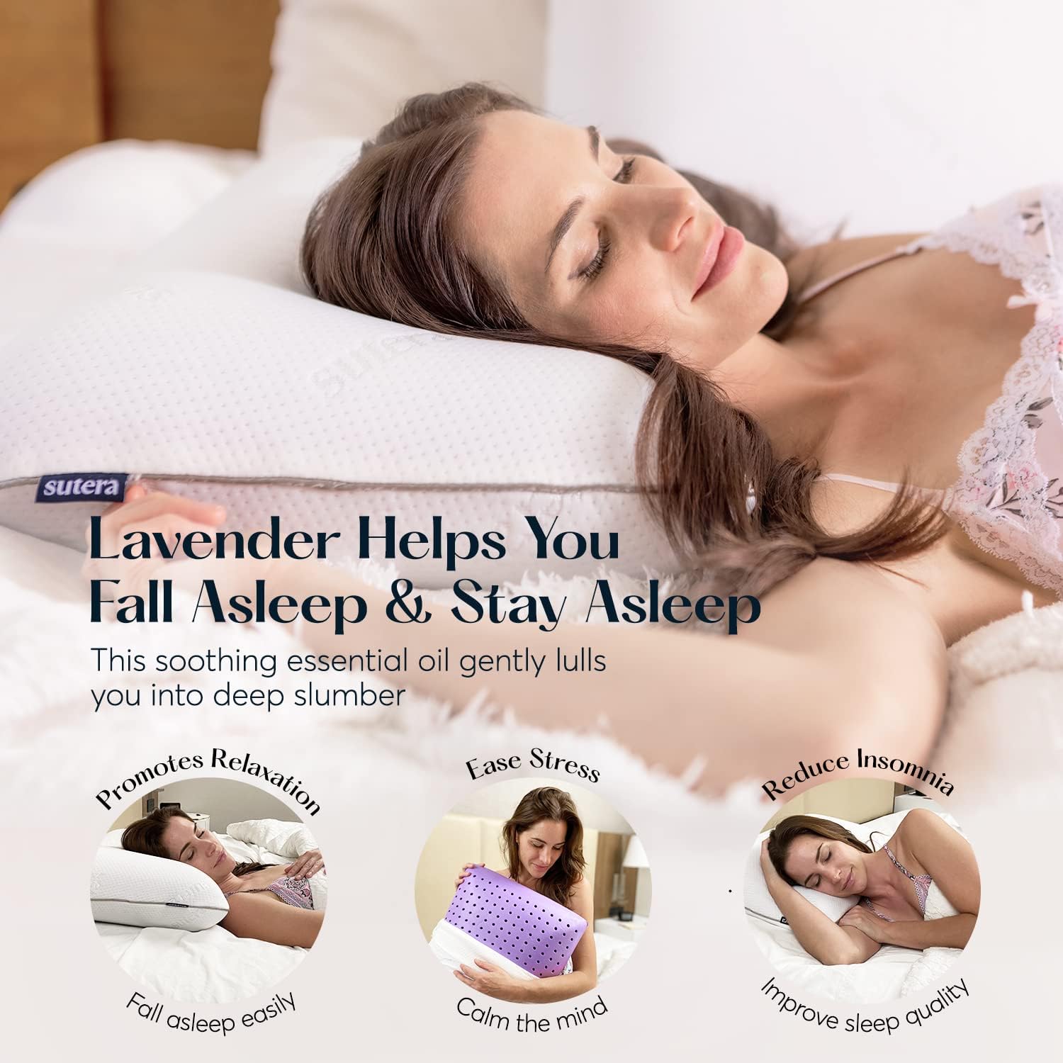Blасk Frіdау - 40% оƒƒ SUTERA - Lavender Zen Memory Foam Pillow for Sleeping - Essential Lavender Oil Infused, Cooling Pillow with Neck, Shoulder and Back Support - Relaxing Pillow for Side, Back, Stomach Sleepers Lіmіtеd Stосk SUTERA - Lavender Zen Memory Foam Pillow for Sleeping - Essential Lavender Oil Infused, Cooling Pillow with Neck, Shoulder and Back Support - Relaxing Pillow for Side, Back, Stomach Sleepers