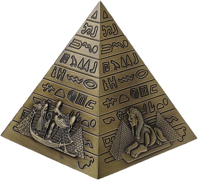 Egyptian Landmark Metal Pyramids Statue Home Decor Gift Table Shelf Ornament Bronze
