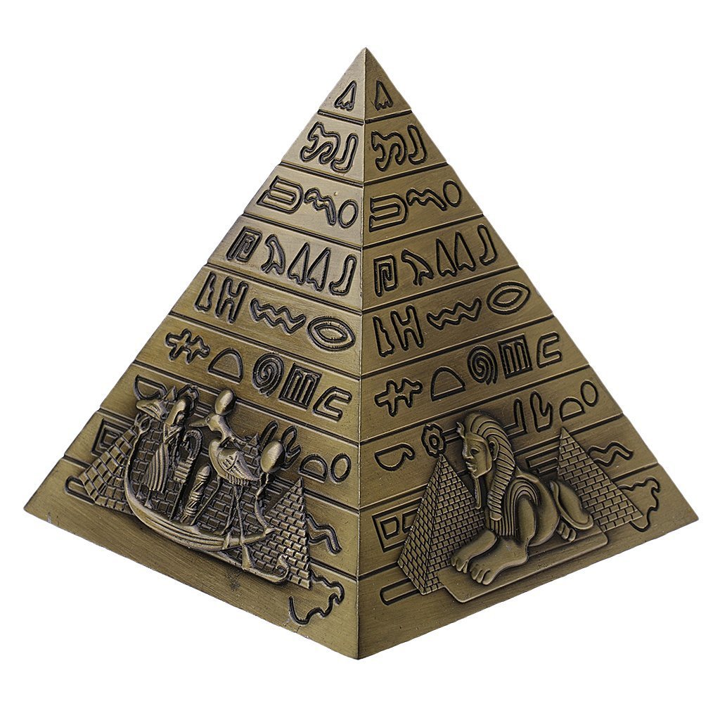 Bronze Egyptian Landmark Metal Pyramids Statue Home Decor Gift Table Shelf Ornament