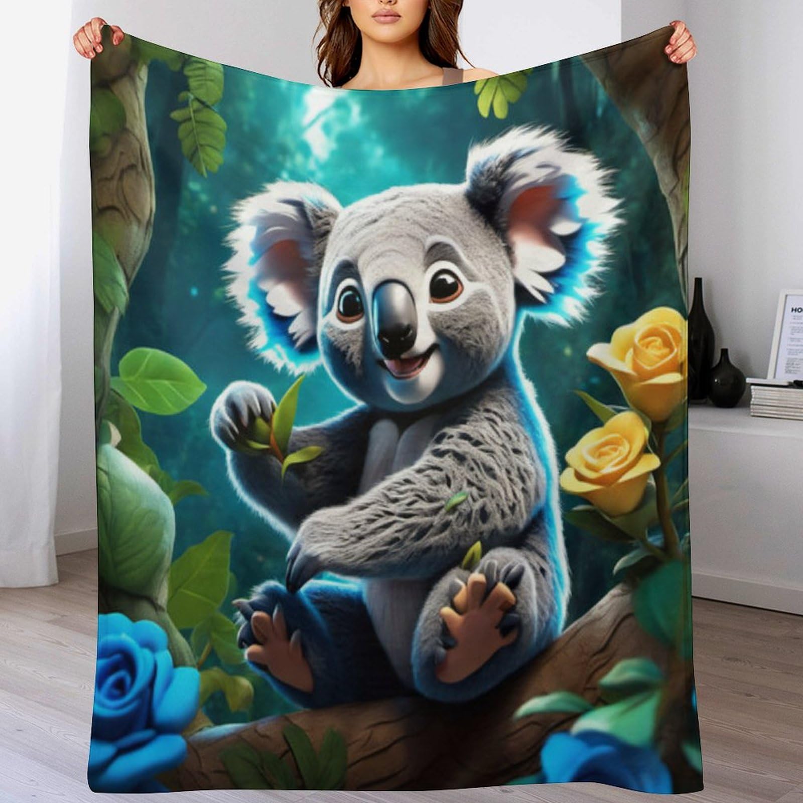 Couverture en flanelle koala plaid chaud et doux toutes saisons 130x150cm