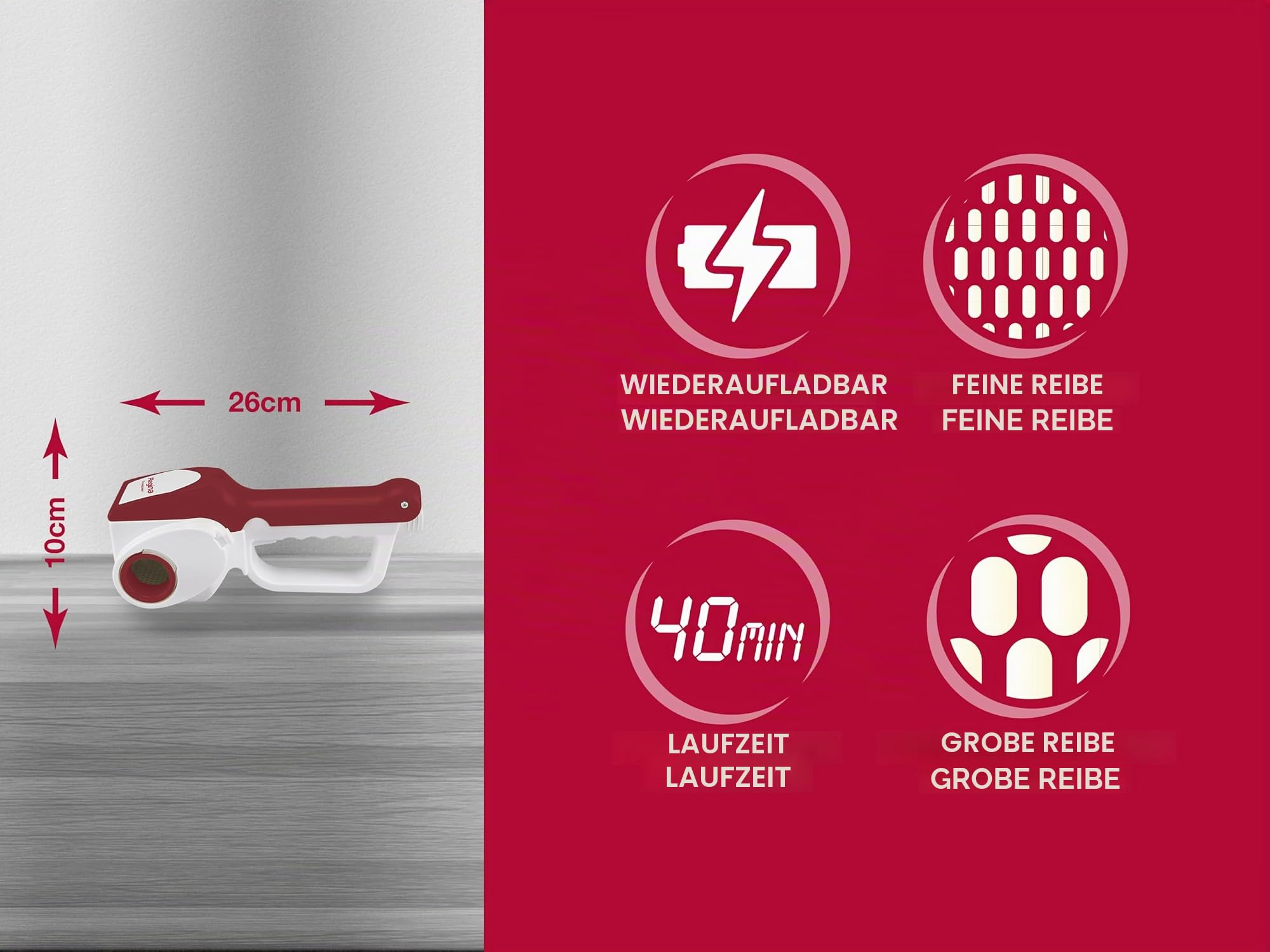 BEPER 90.071 Wiederaufladbare Reibe, Gelb/Weiß
