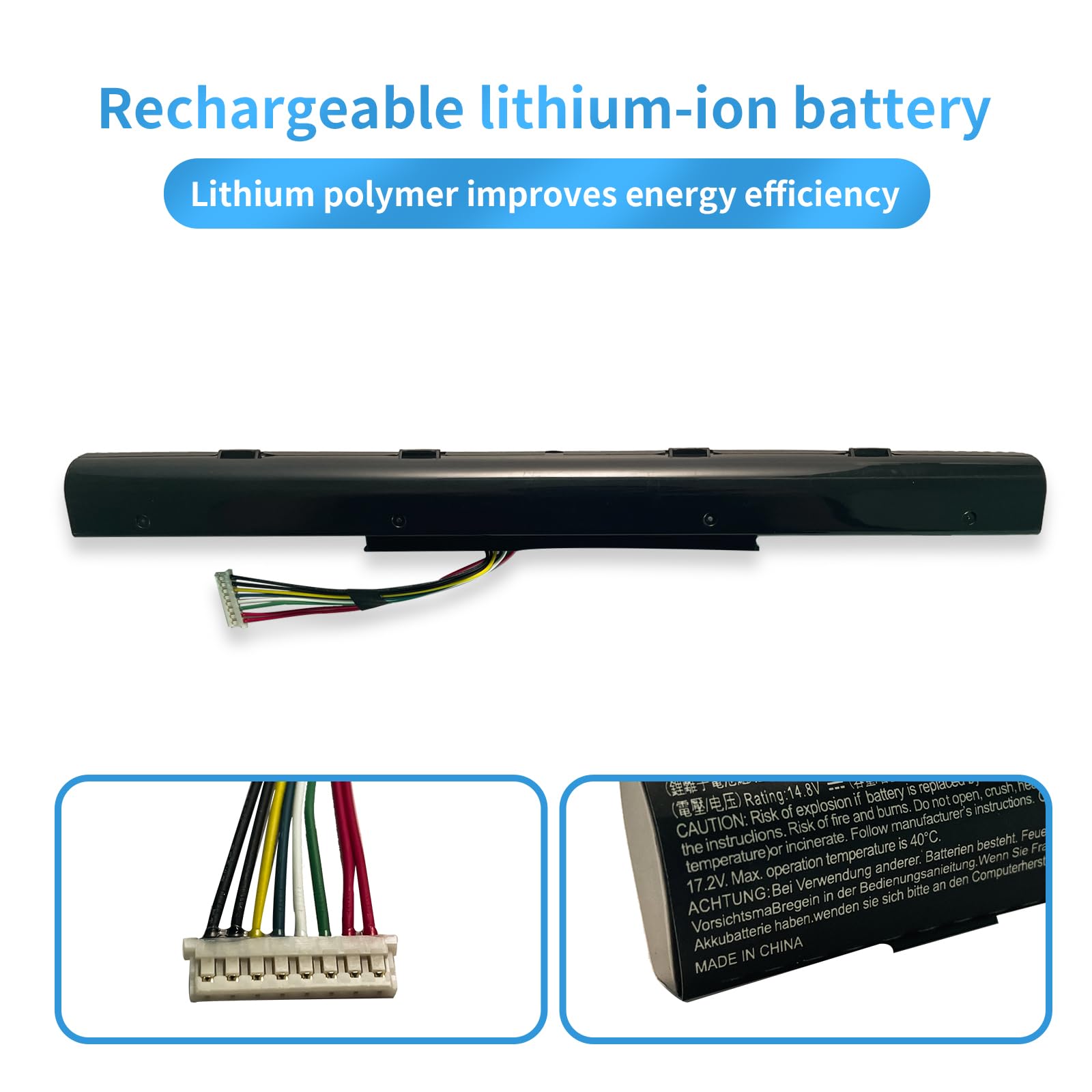 AS16A7K AS16A5K AS16A8K KT.00605.002 Laptop Battery Replacement for Acer Aspire E15 E5-475 E5-475G E5-575 E5-575G E5-575T E5-575TG E5-774 E5-774 E5-777 4G E5 575G E5-575-59QB E5-575-33BM(14.8V 41.4Wh