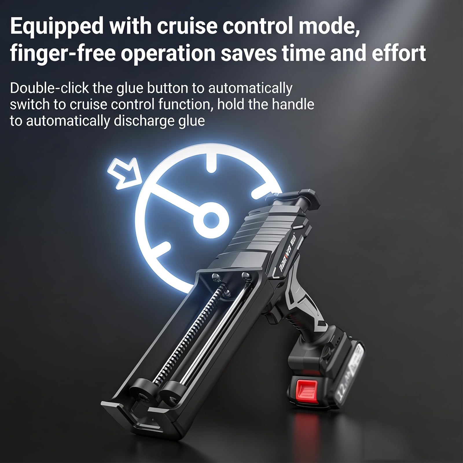 Pistola Cordless per sigillanti - Pistola elettrica a Doppio Tubo per Adesivi, velocità Regolabile su 6 Livelli, Luce LED, Batteria da 2,0 Ah Inclusa, erogazione Uniforme