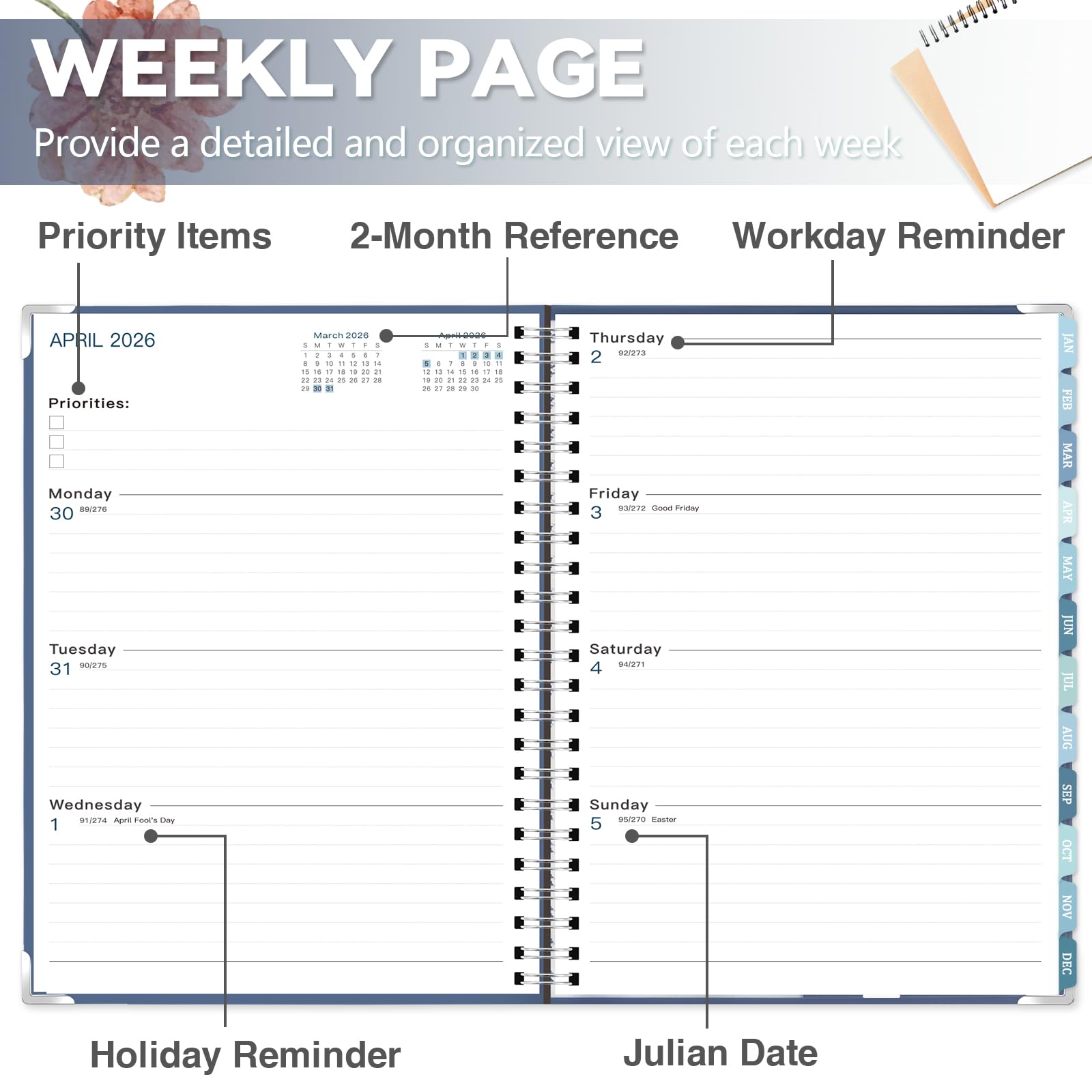 GuassLee Large 2026 Planner Weekly and Monthly Planner from January 2026-December 2026 8 5x 11 Calendar Agenda Book — view 5
