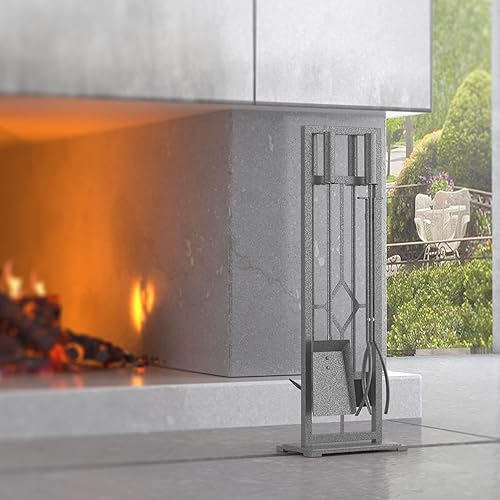 Miniatura 9 de Fire Beauty Juego de herramientas de chimenea de hierro forjado para poker de poker (negro)