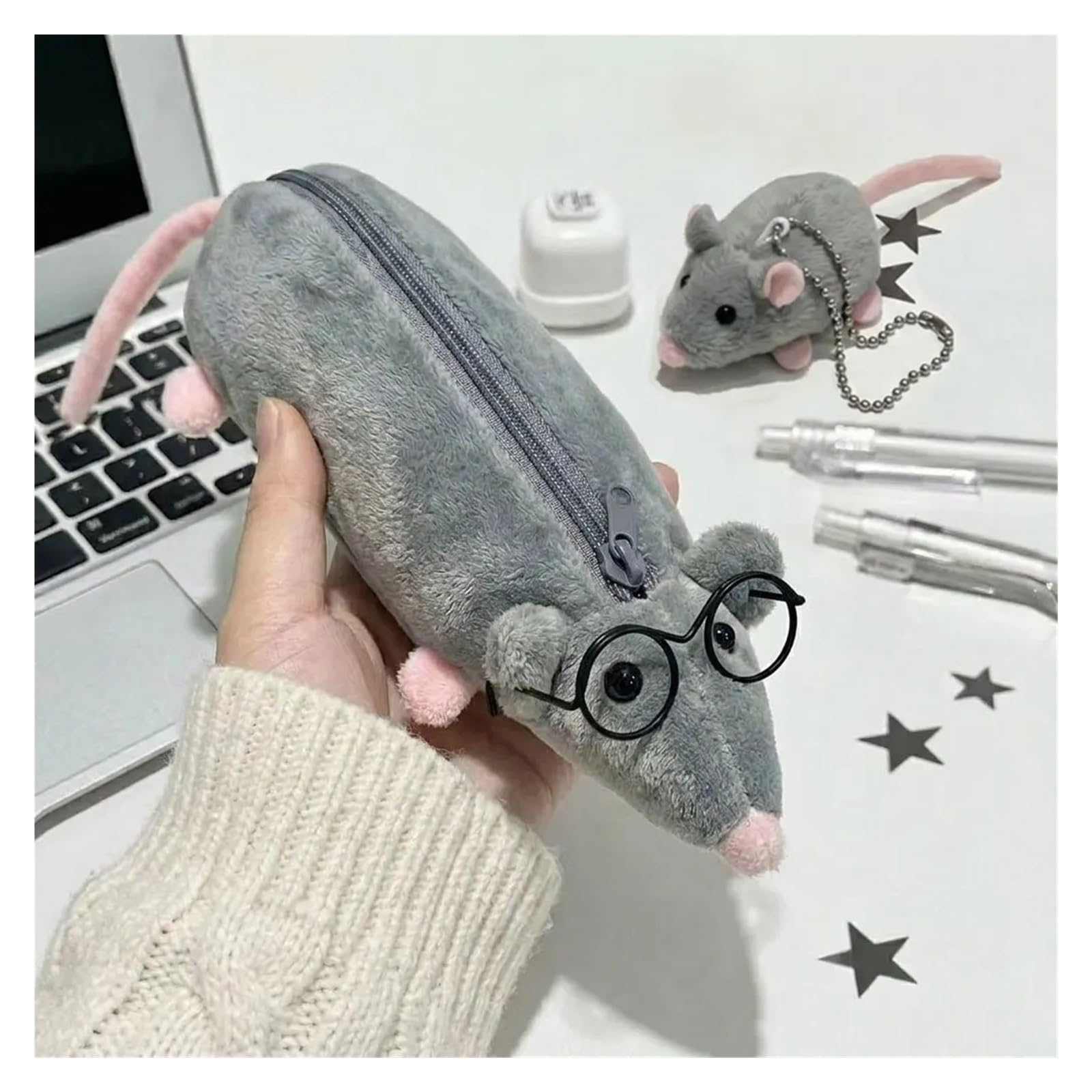 1 astuccio in peluche for mouse for studenti | Design a cartoni animati, grande capacità, peluche divertente, estetica, regalo