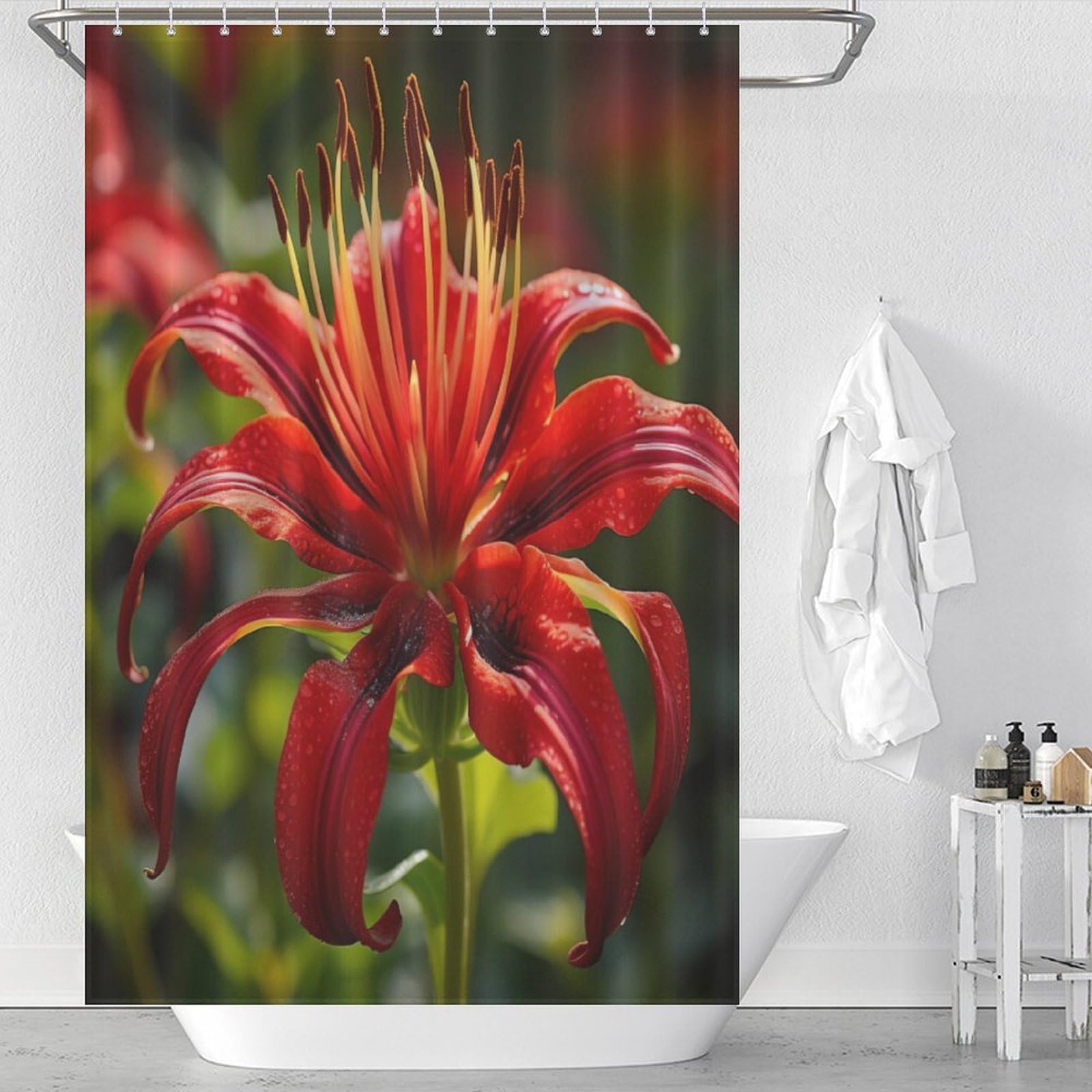 Rideau de douche baignoire imperméable anti-moisissure avec crochets 122x183