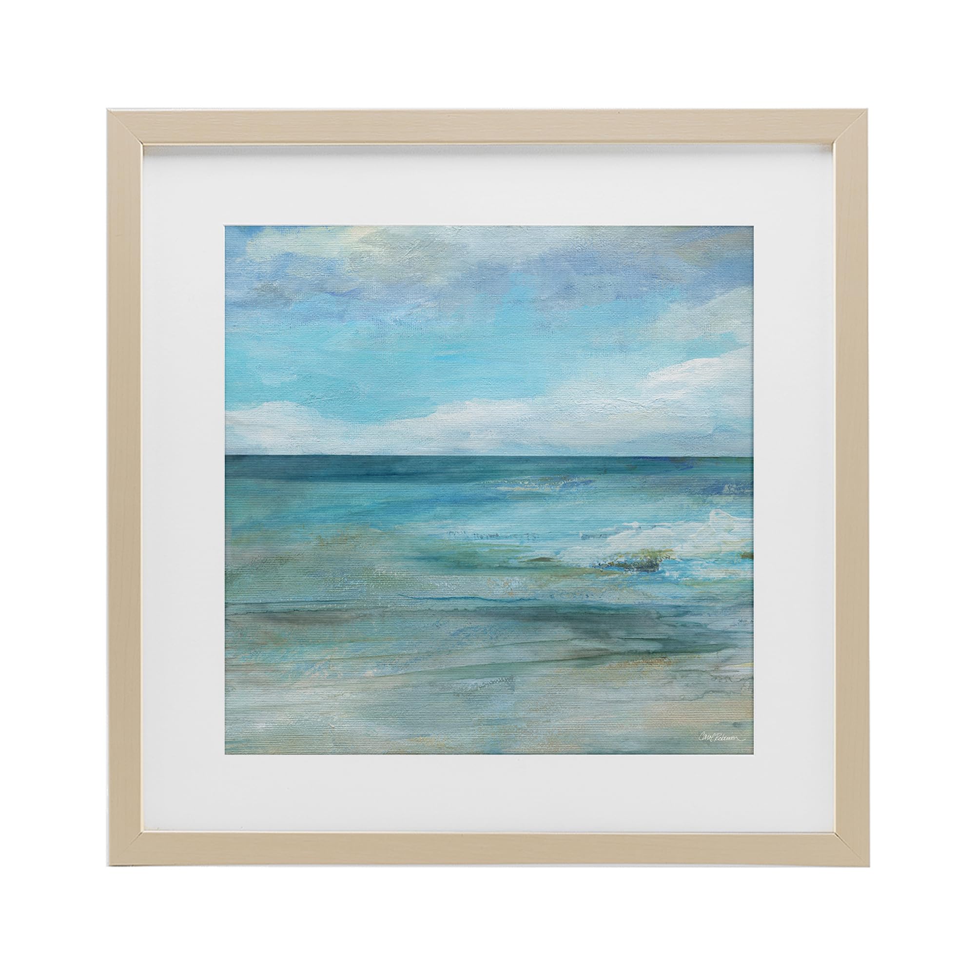 'Aqua Ocean Horizon Abstract'| Framed Print Under Glass
