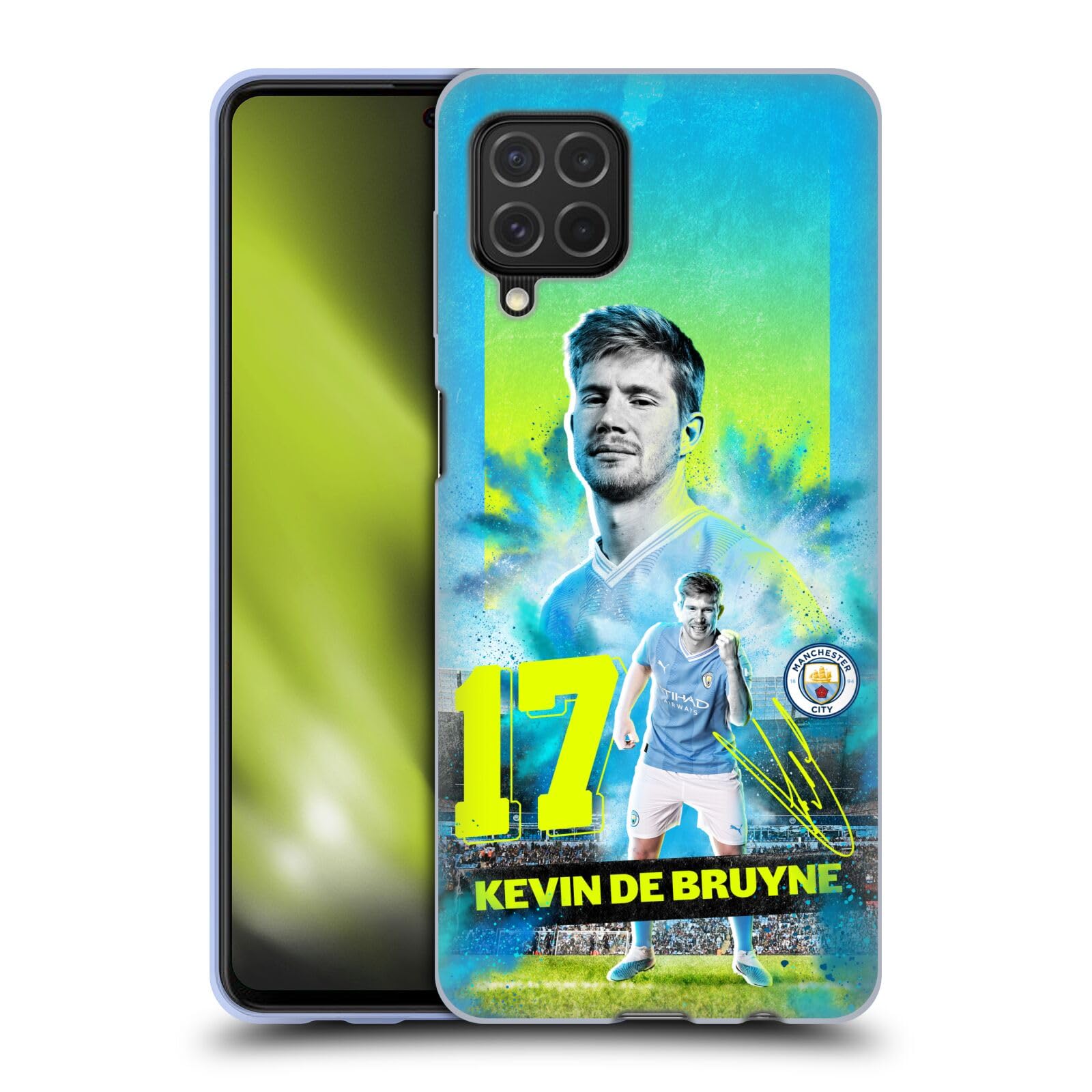 Head Case Designs Officially Licensed Manchester City Man City FC Kevin De Bruyne 2023/24 First Team Gel Case [Military Grade Protection] Compatible With Samsung Galaxy F62 (2021)