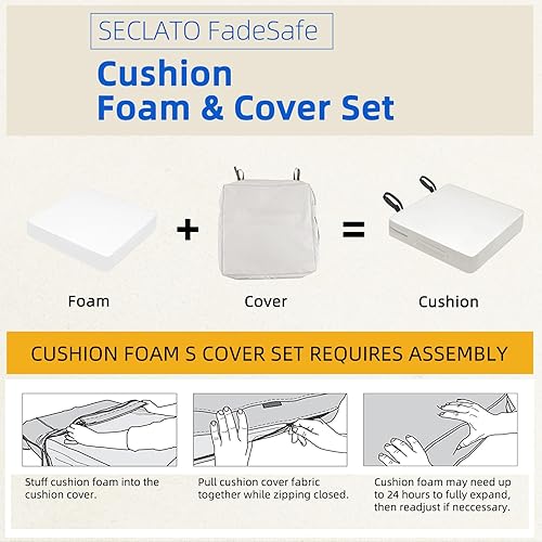 Miniatura 10 de SECLATO Cojín para silla de patio de 20 x 20 x 3 pulgadas, impermeable, para muebles de patio, el color resiste 5 años, para jardín, sofá, silla,