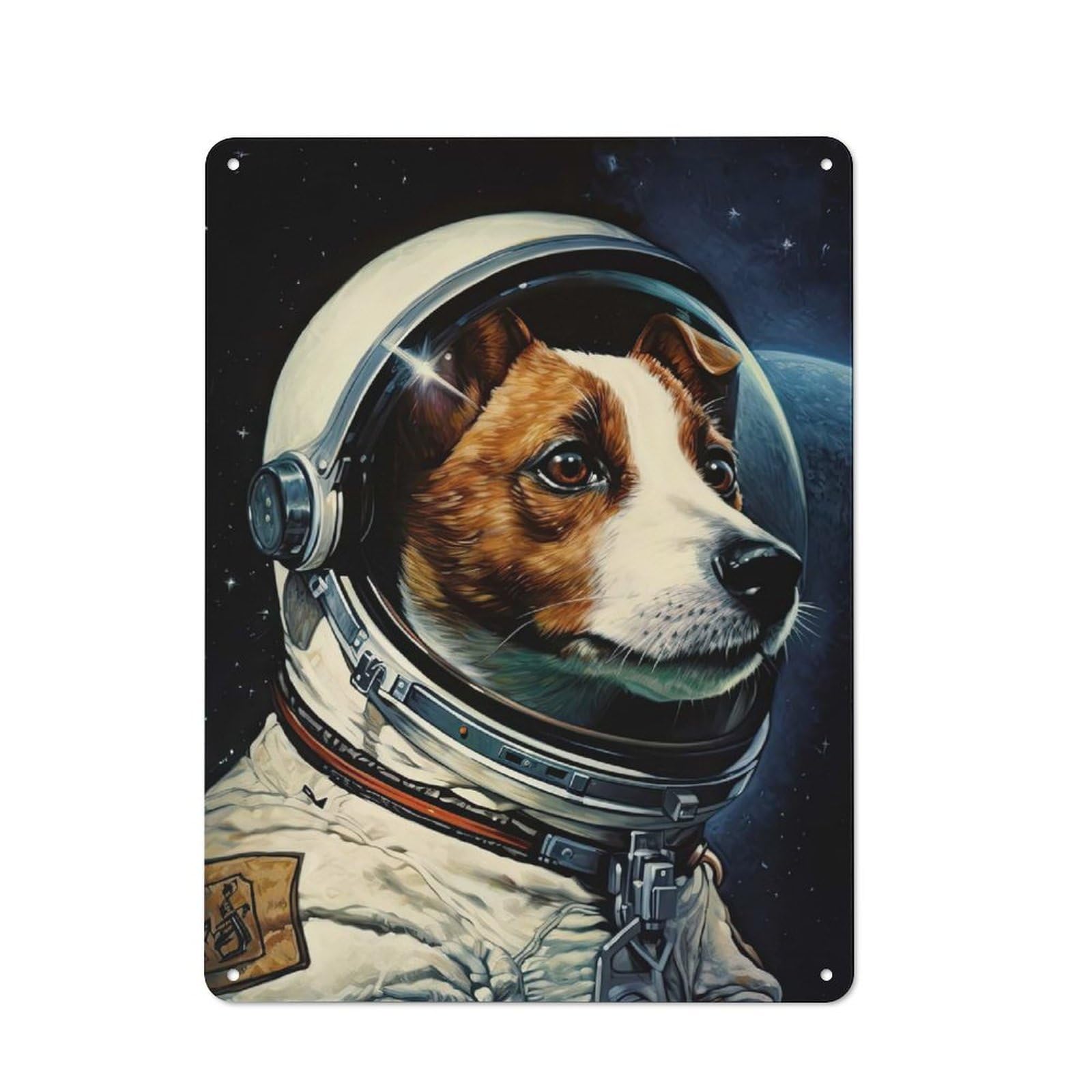 Industrial Jack Russell Terrier Space Decorative Metal Plaque 40x30cm, Studio Wall Art for Flat, Bar, Studio Or Gallery Wall