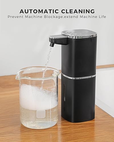 Miniatura 6 de Dispensador automático de jabón líquido, recargable de 12.8 onzas, niveles de líquido ajustables, IPX5 impermeable, sin contacto y uso de paredmesa