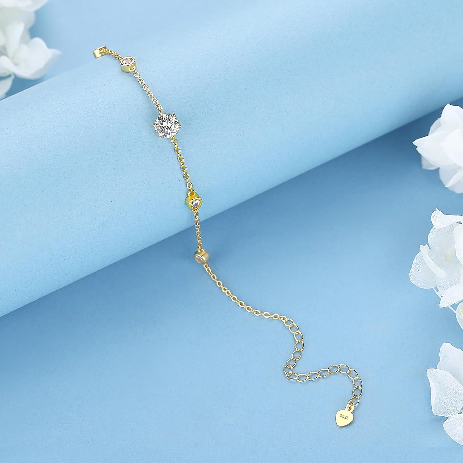 Sterling Silver Moissanite Bracelet for Women, 1CT D Color VVS1 Adjustable Diamond Bracelets for Women 6.5"+2" White Gold Plated, Perfect Jewelry Gifts for Her - Image 2