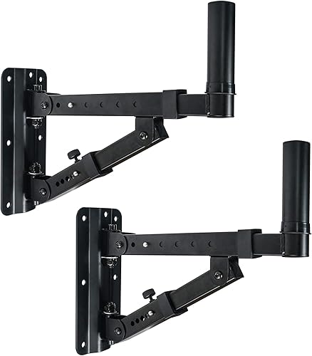 Sound Town STWSD-048B - Juego de 2 soportes ajustables para altavoces de montaje en pared con soporte giratorio de 180 grados con adaptador de 1.378