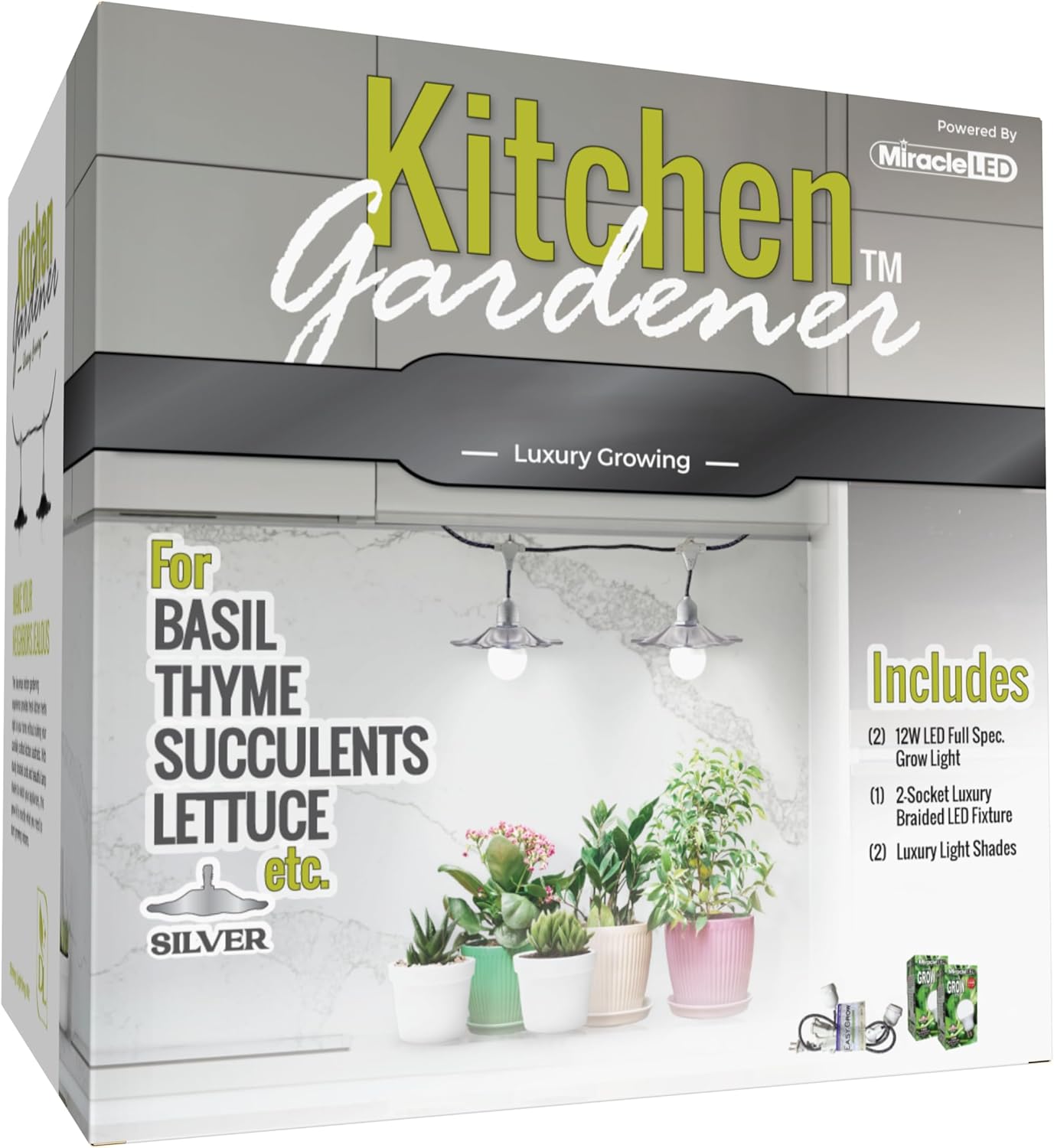 Miracle LED Herb Care Grow Light Kit with Sliver shade