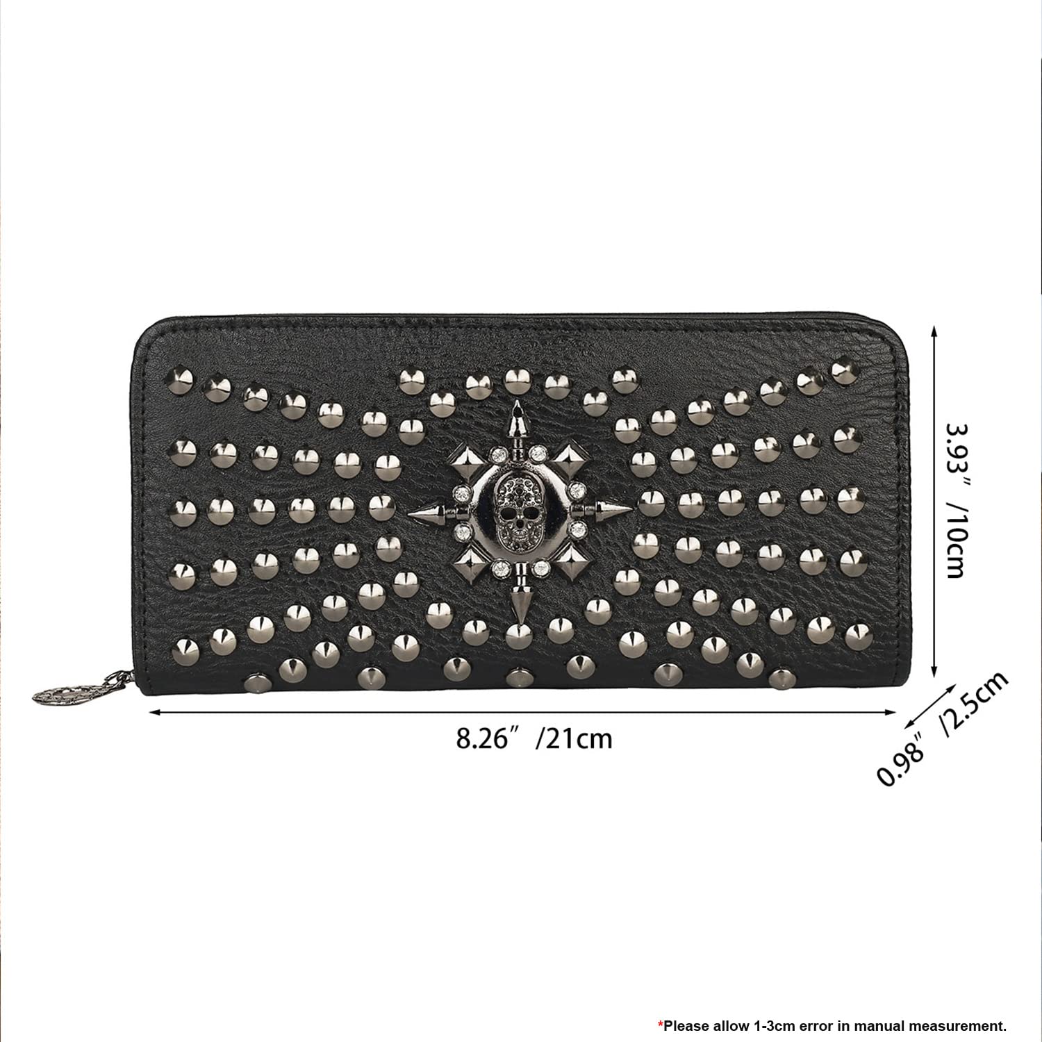 LFWATAXY Gothic Skull Wallets for Women, Sugar Skull Western Cross Clutch Wallet, Day of the Dead Wristlet Purse (black)