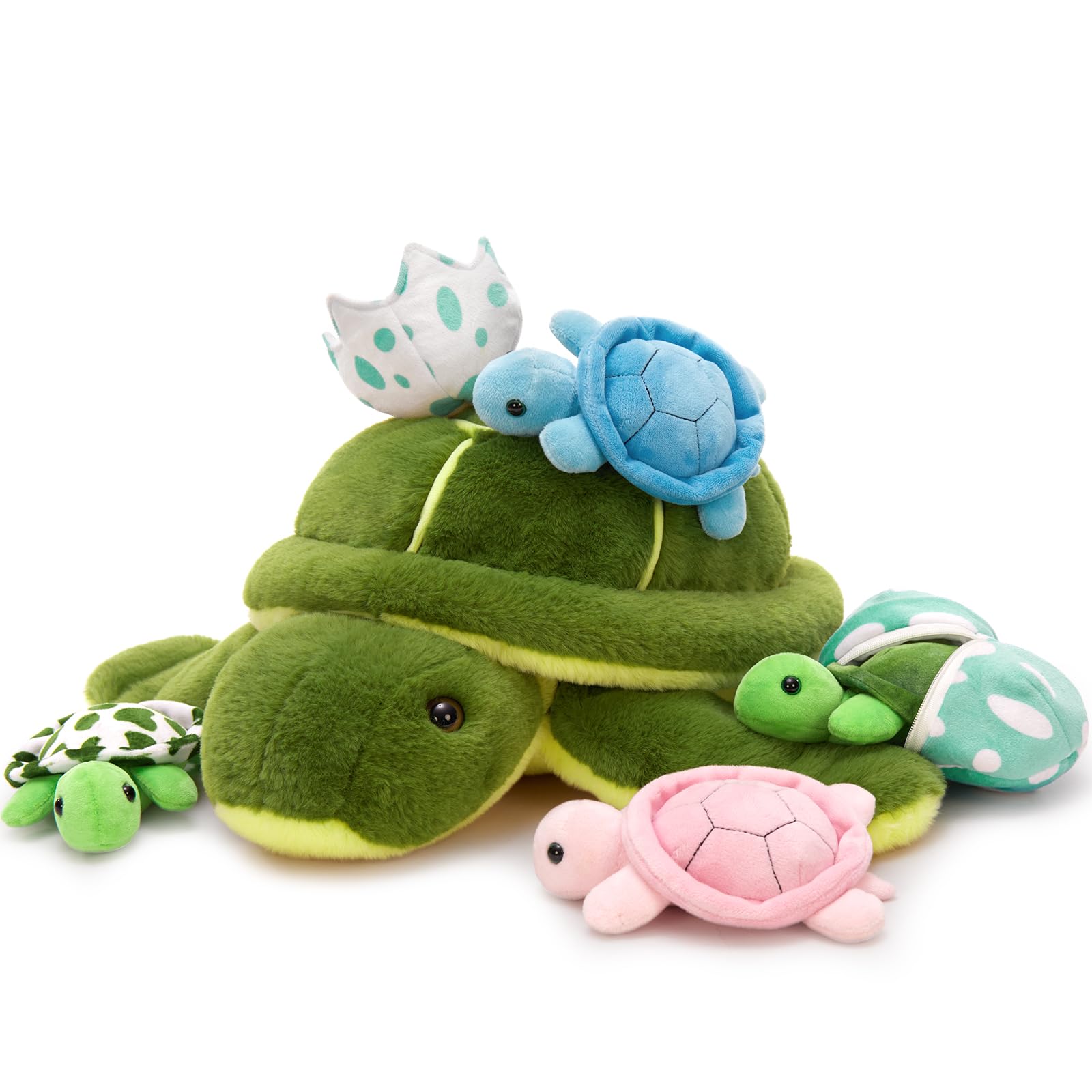 MorisMos Mamá Peluche Lagarto Verde con Bebe Suave Kawaii, 68cm Dragón Barbudo Juguete de Peluche Realista, Regalo Lagartos Morbido para Niños Niña Niños Navidad, Cumpleaños — view 20