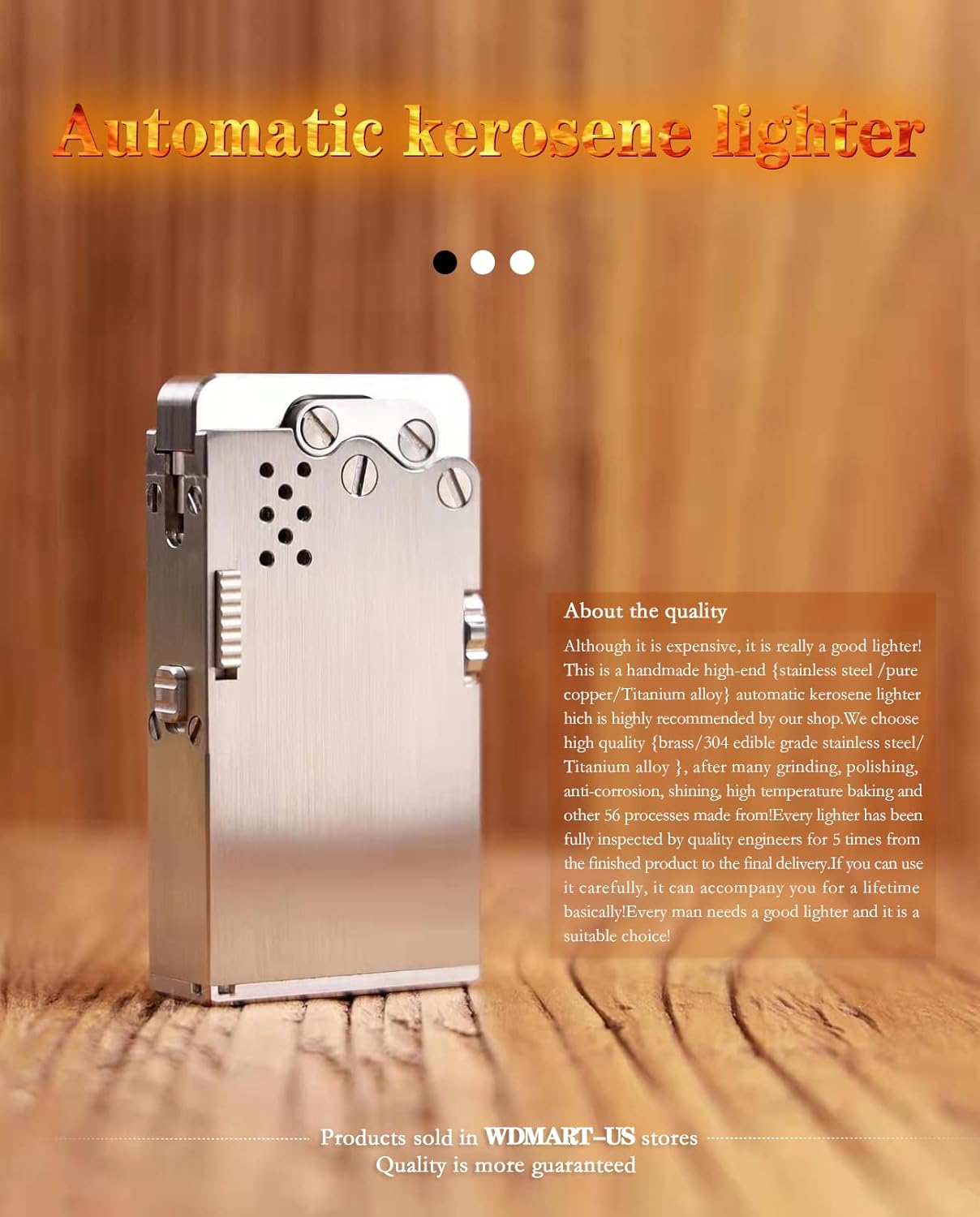 WDMART-US Advanced Titanium Alloy Automatic Lighter - Oil Soft Flame - Metal Open Flame, Titanium Alloy Limited Edition