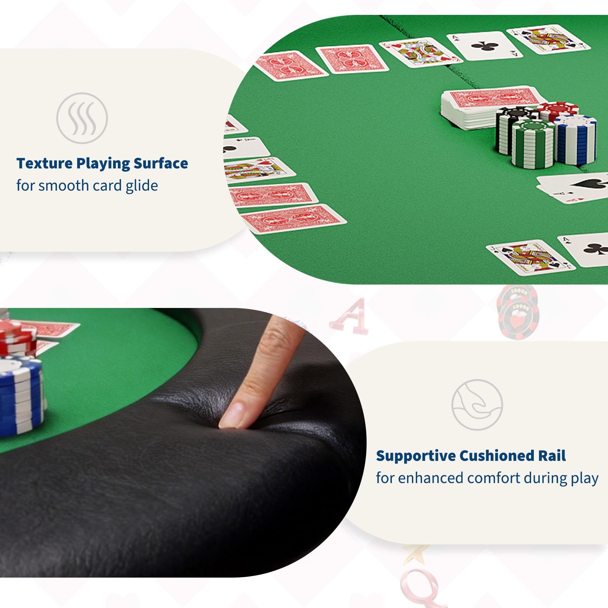 Table De Poker Pliante Ronde Pour 8 Joueurs, Table De Cartes Avec Feutre Vert Bordure Noire, 8 Porte-Gobelets En Plastique, Matériau Panneau De Particules, Pour Texas Hold'Em Blackjack Soirées De Jeux