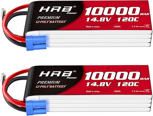HRB 4S 10000mAh Lipo Battery EC5 120C Soft Case 14.8V RC Lipo Battery Compatible con RC Car Airplane Helicopter Truck Boat (2 paquetes)
