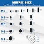 1130PCS Set Screws, 32 Sizes Metric & SAE Set Screw Assortment Kit, Allen Head Hex Socket Head Grub Screws for Bathroom Fixtures, Door Handles, Alloy Steel Black (M3-M8, 1/8"-40 to 5/16"-18)