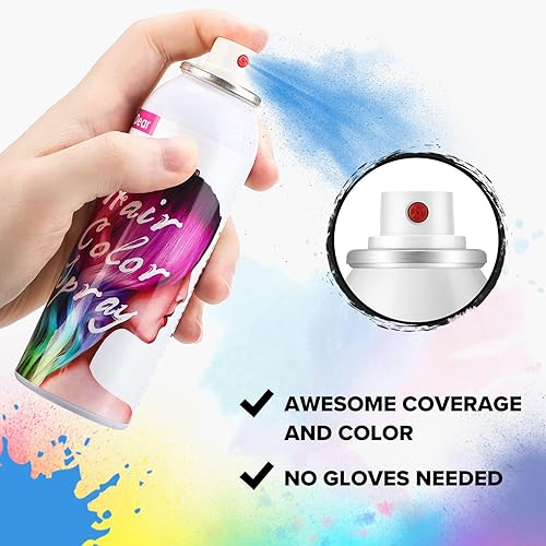 Miniatura 2 de Spray de tinte para el cabello azul en aerosol temporal para el cabello, 1 día, lavable, 3.4 fl oz, para festival de cosplay