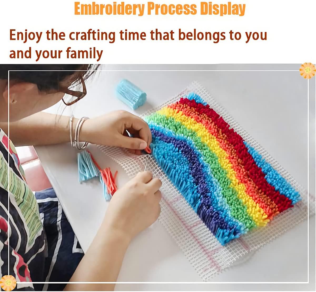 HIYIRUI Latch Hook Rug Kits for Adults and Children Large Size 43.3 x 29.5 Inch DIY Needlework Crocheting Rug Kit with Color Preprinted Pattern