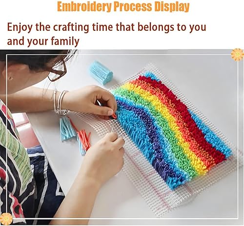 Miniatura 7 de Zd592 - Kit de alfombra de ganchillo sin terminar con patrón preimpreso de color, 20.5 x 15 pulgadas