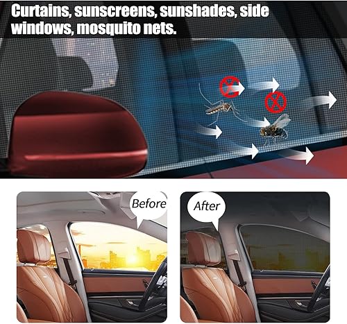 Miniatura 5 de Tesnaao Pack-4 Parasol para ventana lateral de automóvil, 26.3 x 27.5 pulgadas + 21.2 x 31.1 pulgadas, película de sombreado y protección de