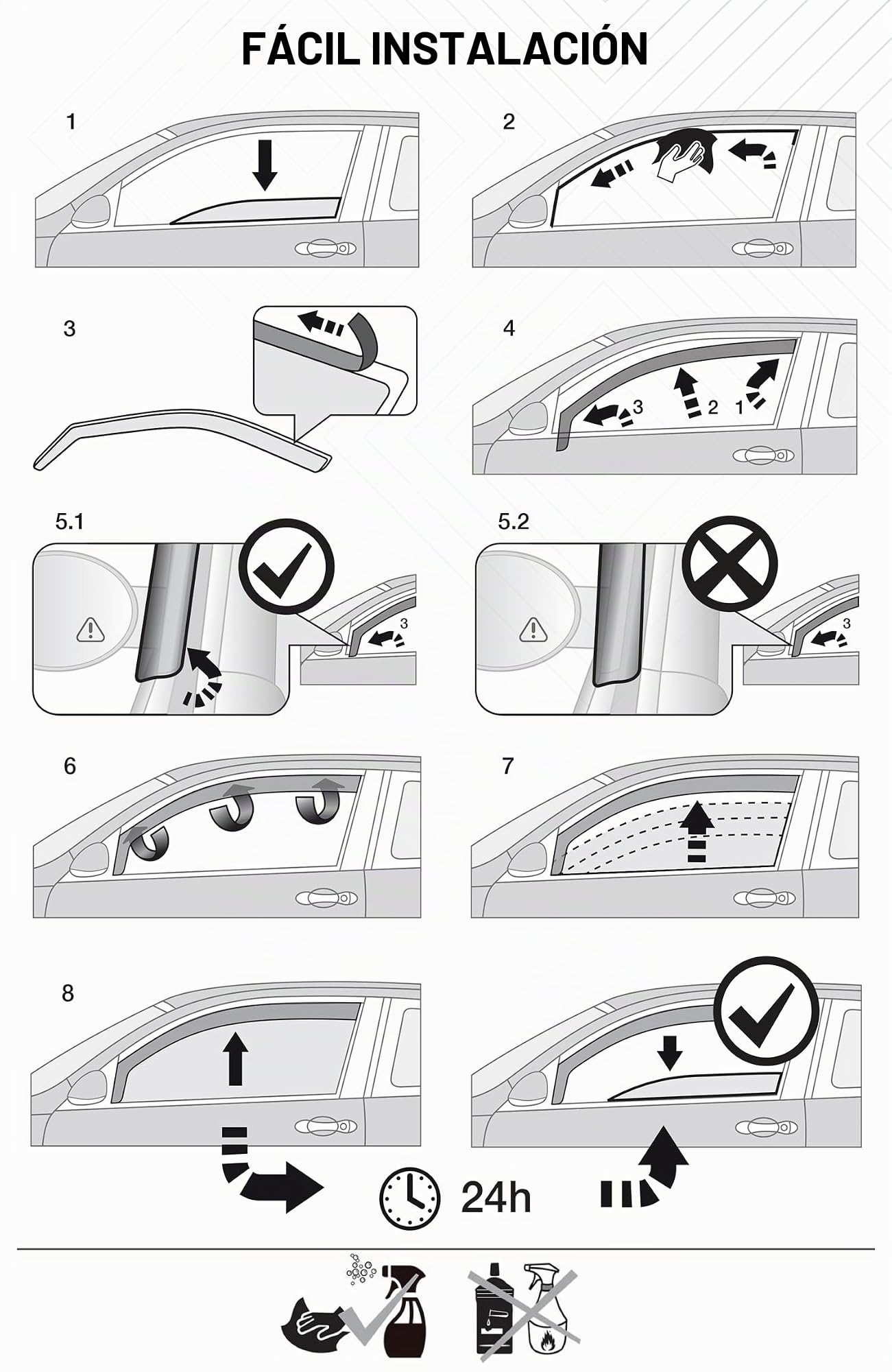 Juego de 4 deflectores de viento tipo canal compatibles con Peugeot 5008, modelos 2017 a 2024, deflectores de ventana acrílicos para Peugeot 5008