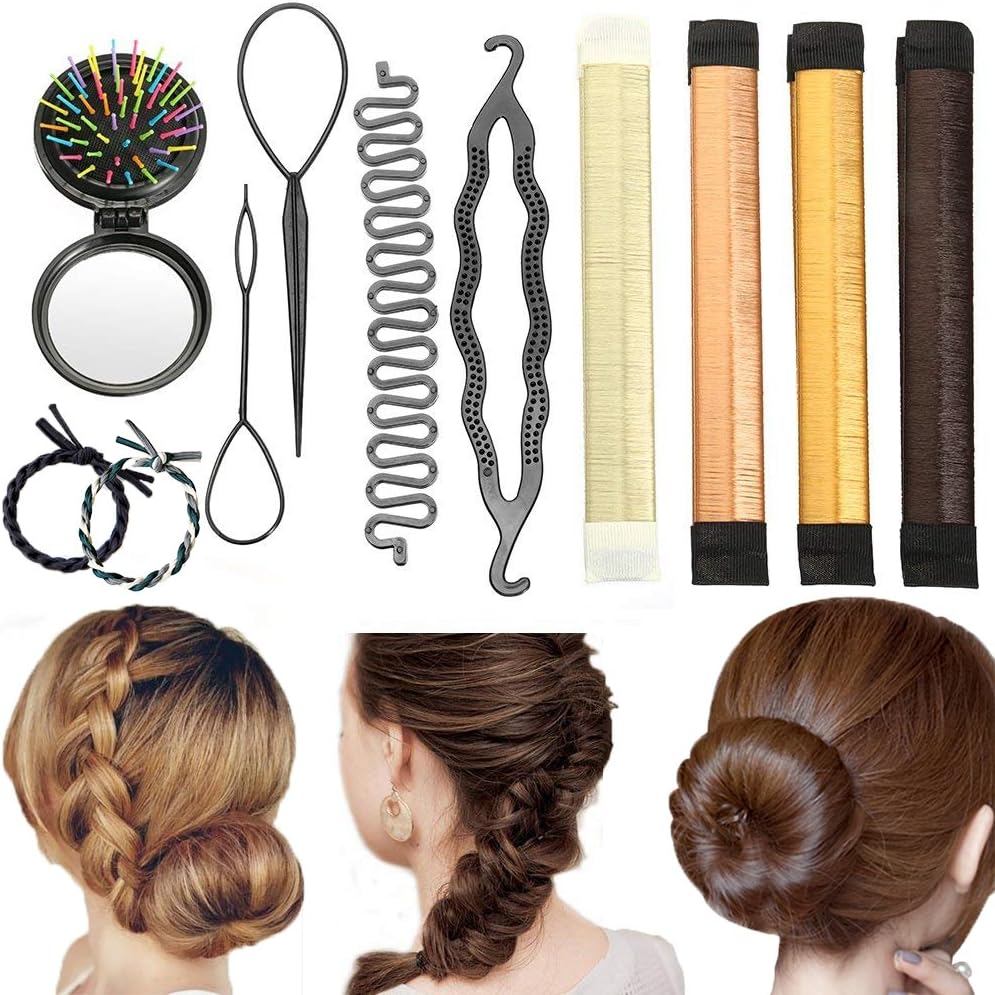 Hair Styling Set, Vibury 11 Pack Hair Bun Maker Hair Design Styling Tools Accessories DIY Hair Accessories Hair Magic Simple Fast Spiral Hair Braid Hair Braiding Tool