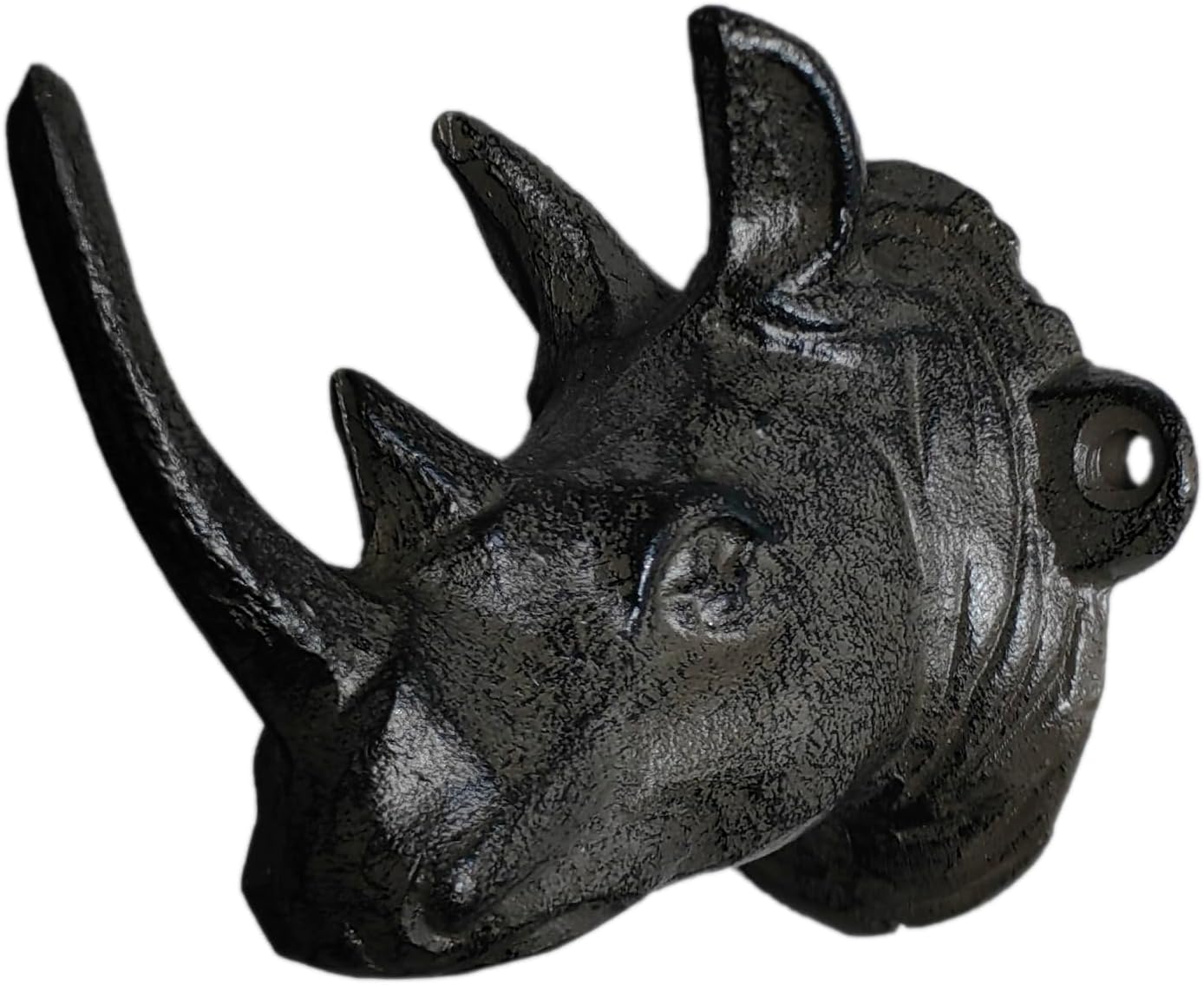Cast Iron Rhino Wall Hook - 3" Medieval Dcor Hanger for Coats & Keys, Rustic Western Farmhouse Decor with Mounting Hardware
