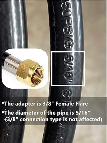 Miniatura 6 de DOZYANT Extensión de manguera de propano de 18 pies con destello hembra de 38 pulgadas en ambos extremos, tubería flexible de gas propano para RV,