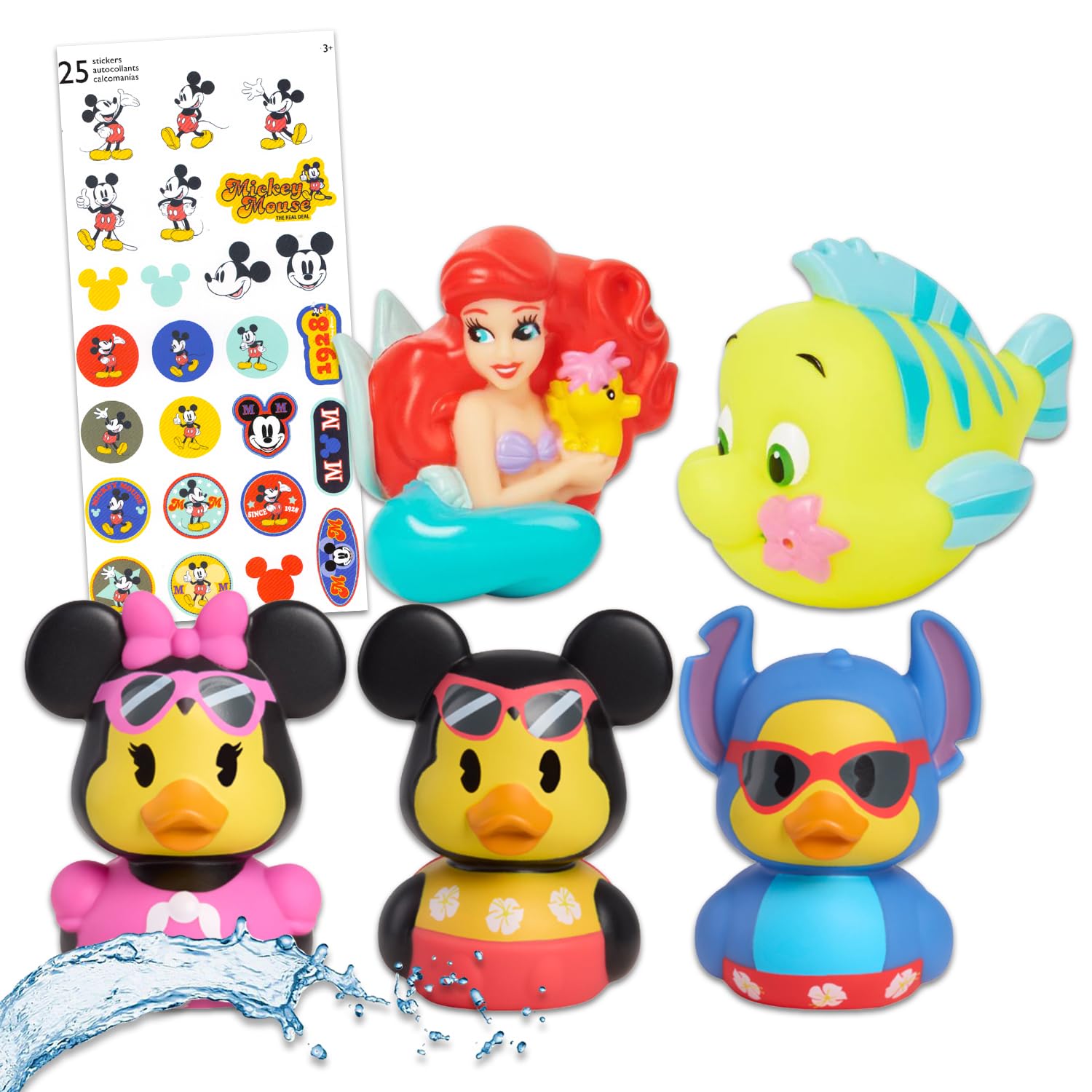 Disney Duckaloos Collection Set - Bundle with 3 Disney Rubber Duck Mini Figures for Kids, Adults Plus Squirt Toy and More | Collectible Duckalooz
