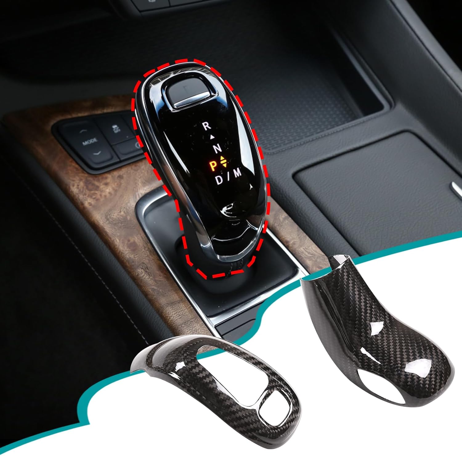 Carbon fibe Gear Shift Knob Head Cover Compatible with Cadillac CT5 CT6 XT4 XT5 XT6 2020-2023 Car Gear Head Cover Gear Handle Gear Lever Protective Shell (Carbon Fiber Pattern)