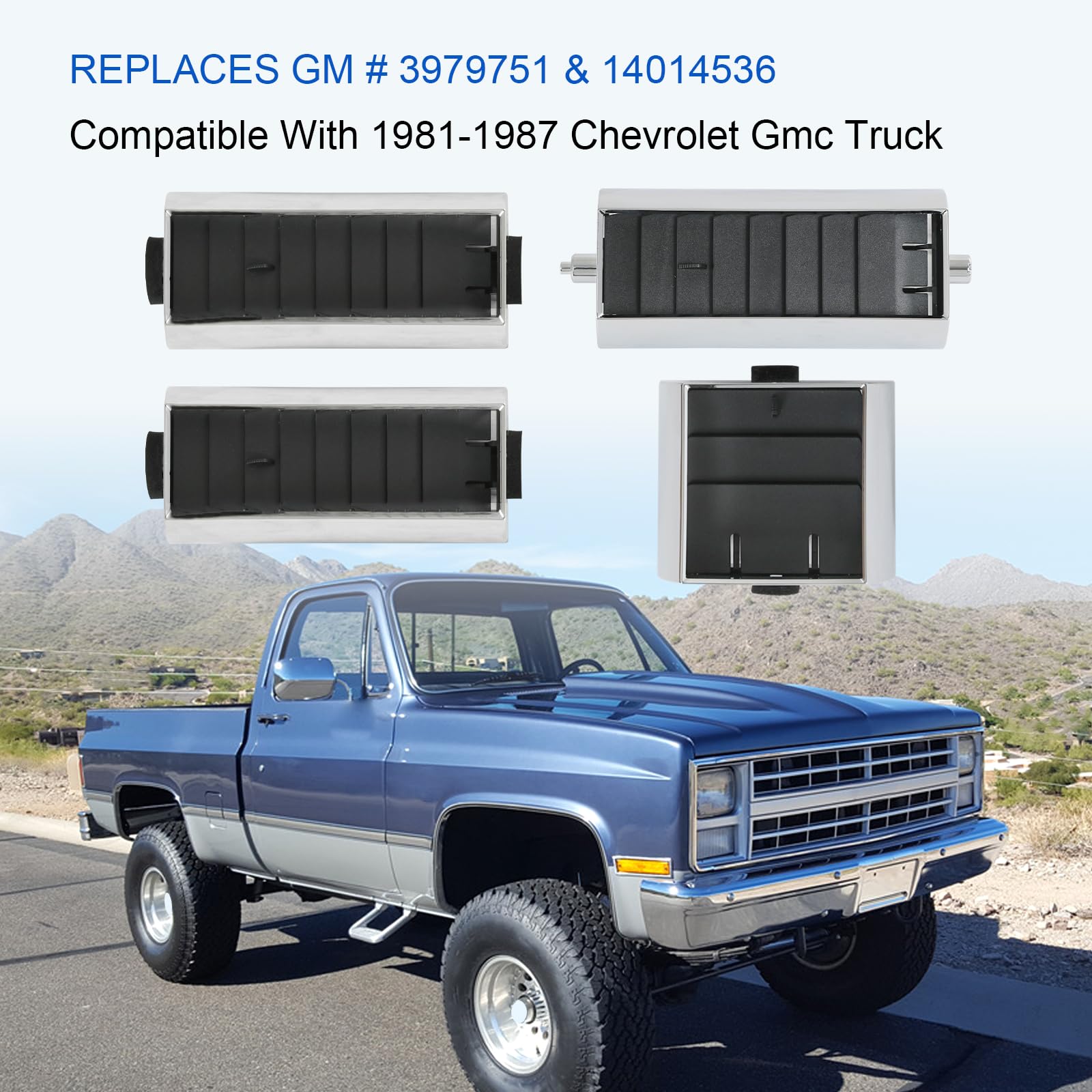 A/C Lüftungsschlitz-Set, 4 Stück, # 3979751 & 14014536 – passend für Chevy Gmc Truck 1981–1987