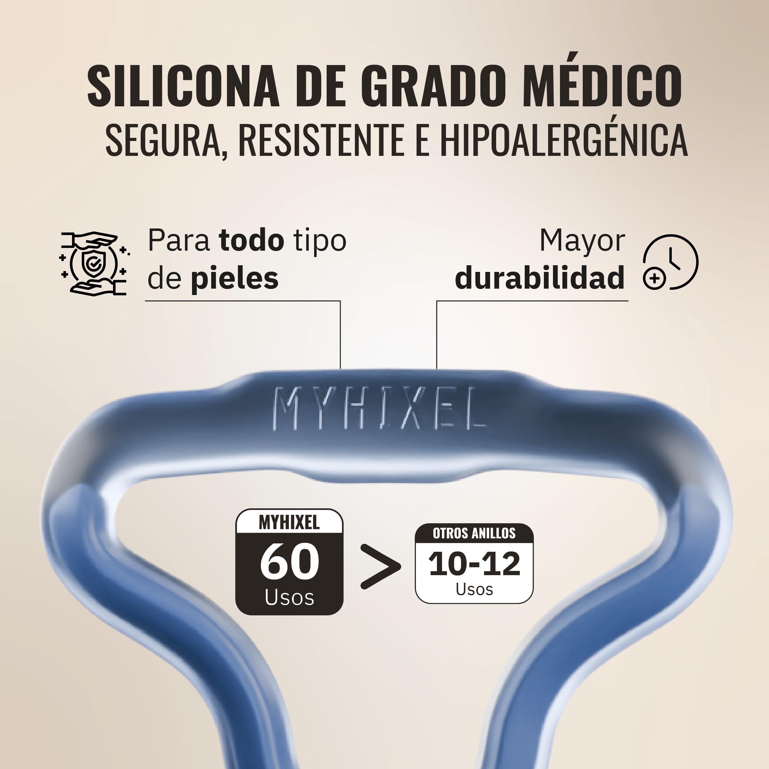 MYHIXEL Ring Intense | Anillo de Silicona | Diseño Médico para Prolongar y Mantener Erecciones | Sin Efectos Secundarios | Cómodo y Adaptable | Duradero