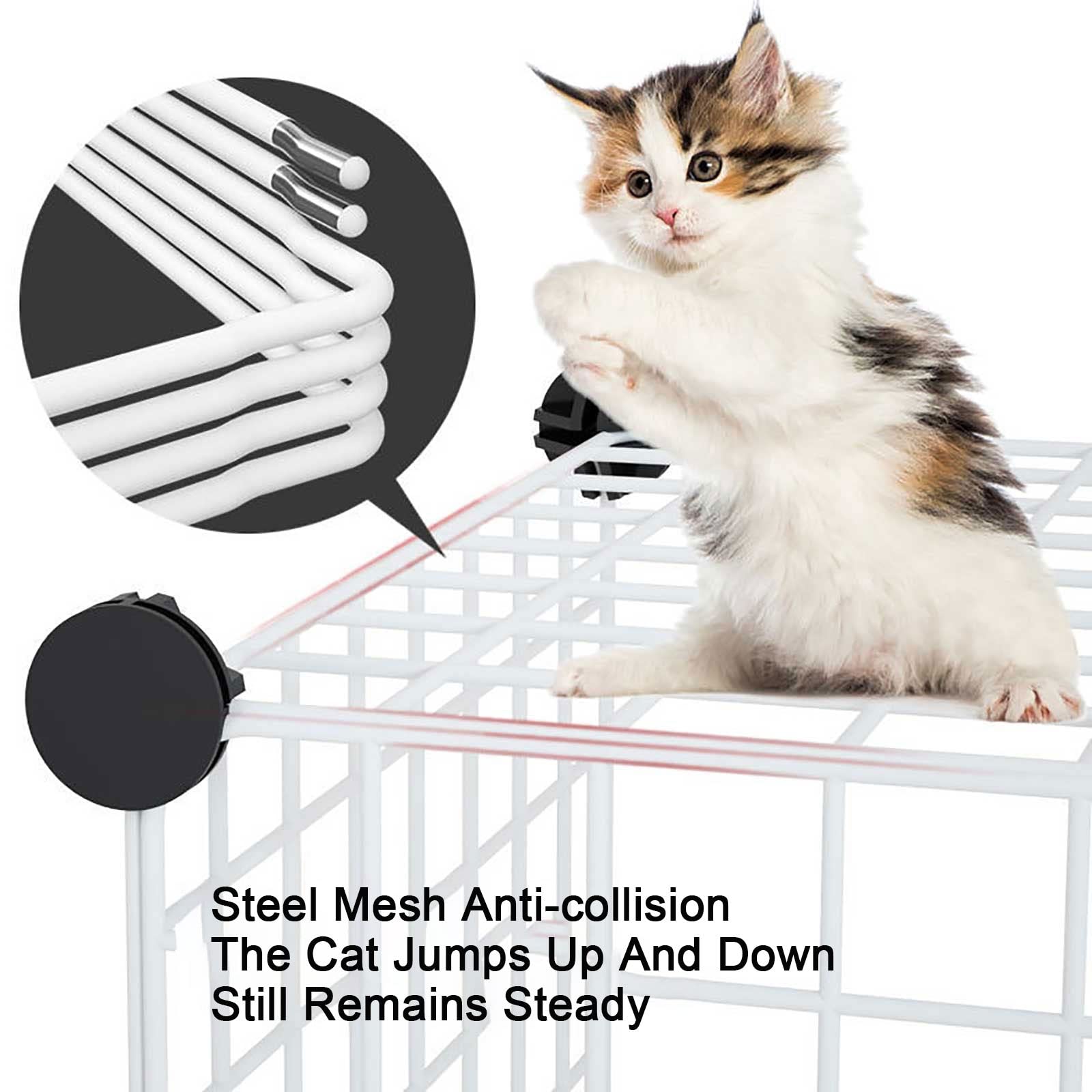 Gabbia per Gatti, recinto per Gatti da Interno - Recinzione Fai-da-Te in Filo Metallico per Balcone - Gabbia Grande per furetti, porcellini d'India, Cuccioli e Gattini - Cuccia per Piccoli a