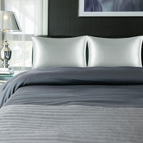 Miniatura 2 de PiccoCasa Fundas de almohada de satén de 3.00ozm para cabello y piel, funda de almohada sedosa de lujo con cierre de cremallera, juego de 2 fundas