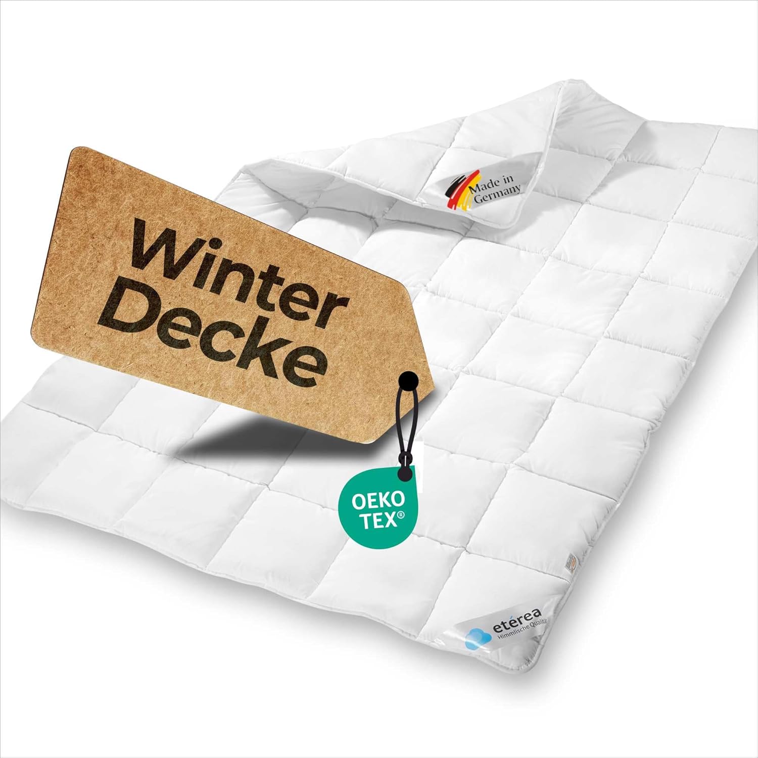 etérea Mikrofaser Steppdecke – Winterdecke Frieda Extra Warm – anschmiegsam und für Allergiker geeignet, Made in Germany, 240×220 cm, Weiß