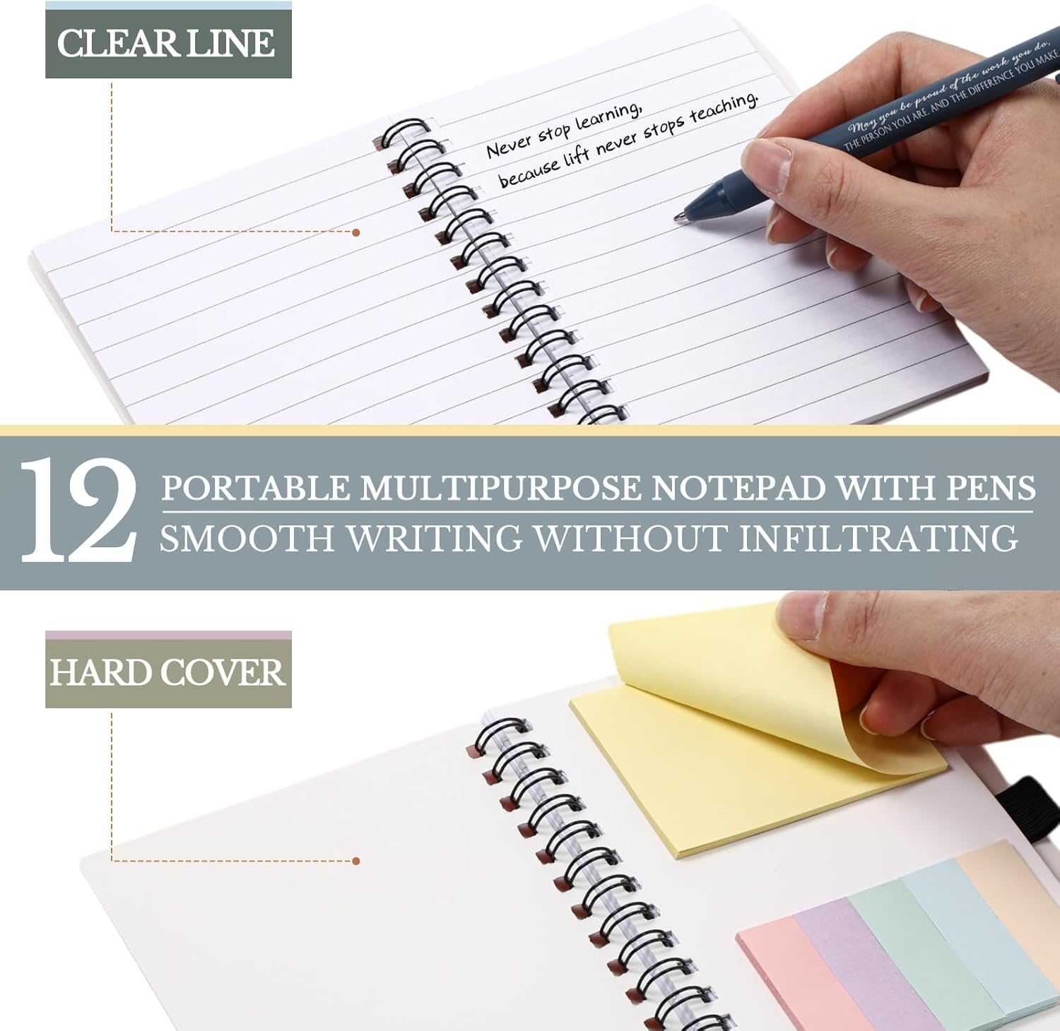 Jetec 12 Sets Difference Maker Gifts Employee Appreciation Journal Notebook with Pen Sticky Notepad Thank You Gifts for Coworker Staff Nurse Graduation Teacher End of The Year(Classic,Neutral Colors)