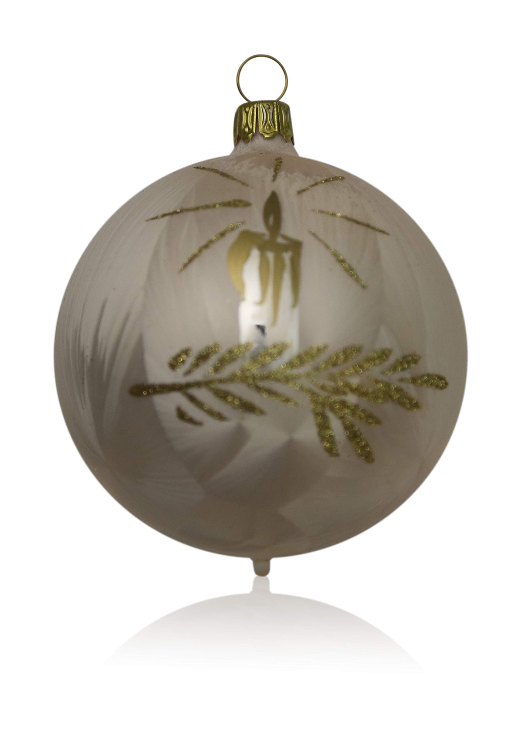 Lauschaer Glas Christbaumschmuck Sortiment mit Formglocken Eislack champagner mit Kerze 39 Teile Christbaumschmuck Weihnachtsbaumschmuck mundgeblasen, handdekoriert