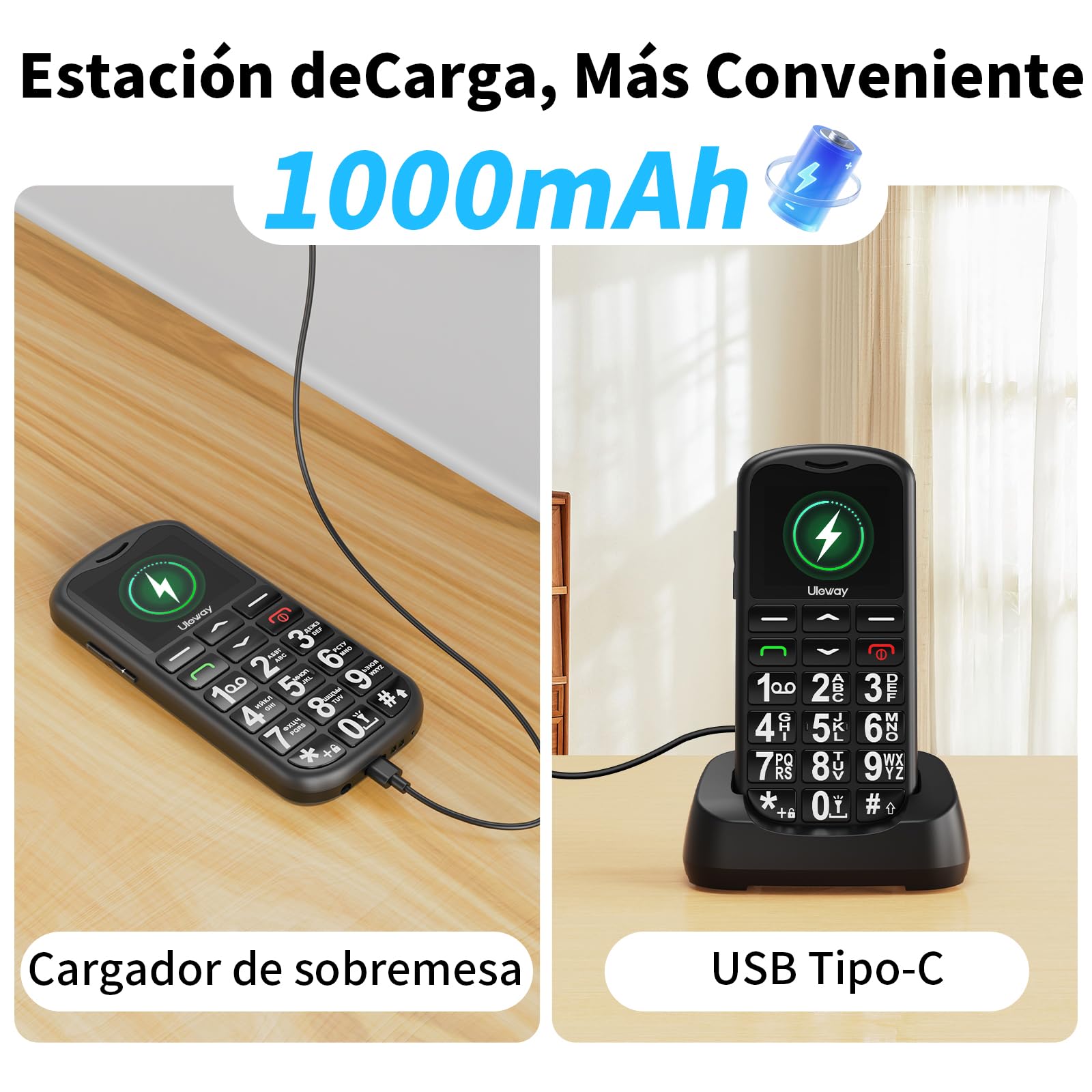 CHAKEYAKE Teléfono Móvil para Personas Mayores, Dual SIM Telefono Móvil Basico con Teclas Grandes, Alto Volumen, LinternaBotón SOS, FM Radio, Fácil de Usar Senior Teléfonos